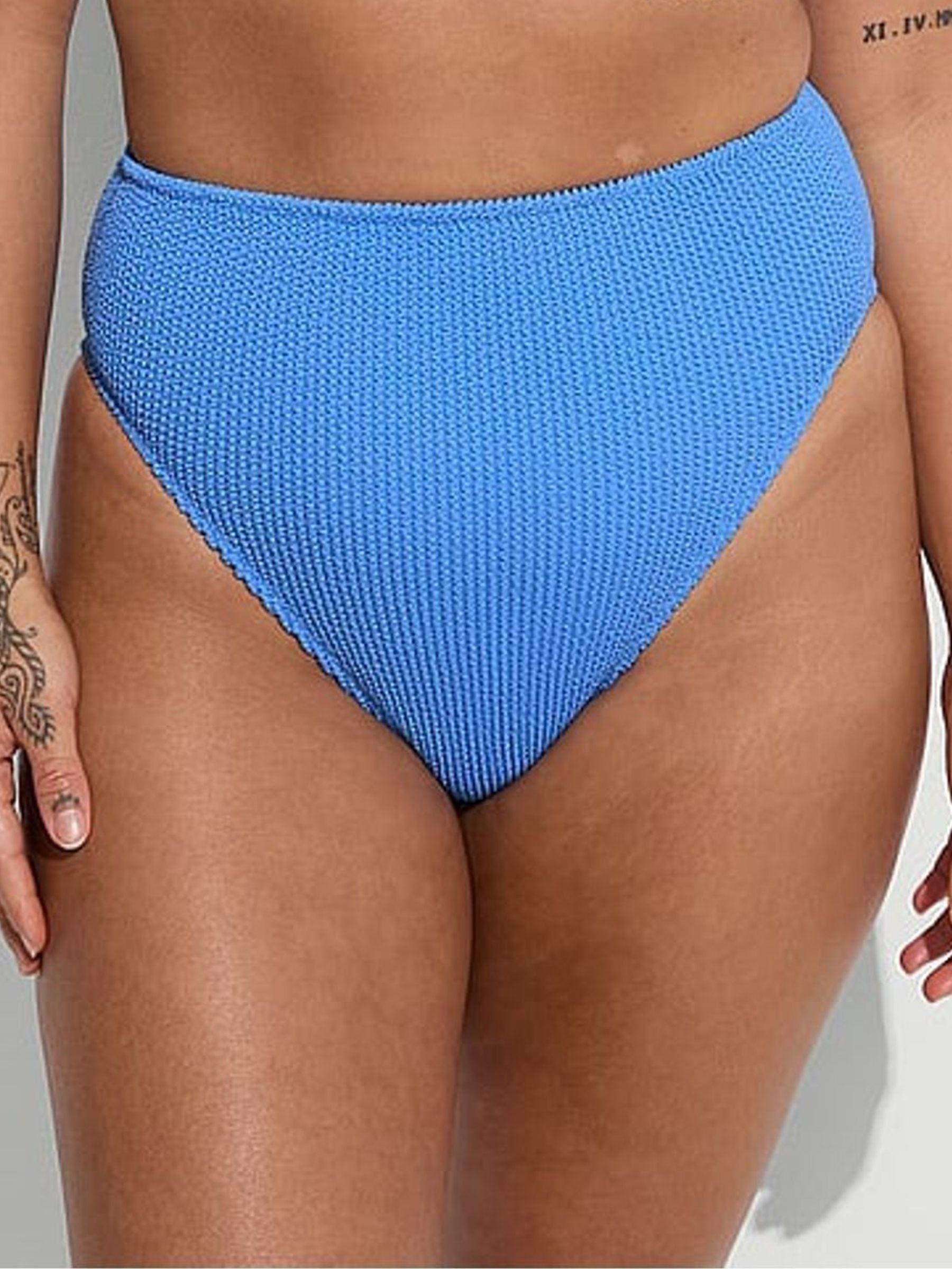 Dream On Blue High Waisted Crinkle Bikini Bottoms (F15618) | £48