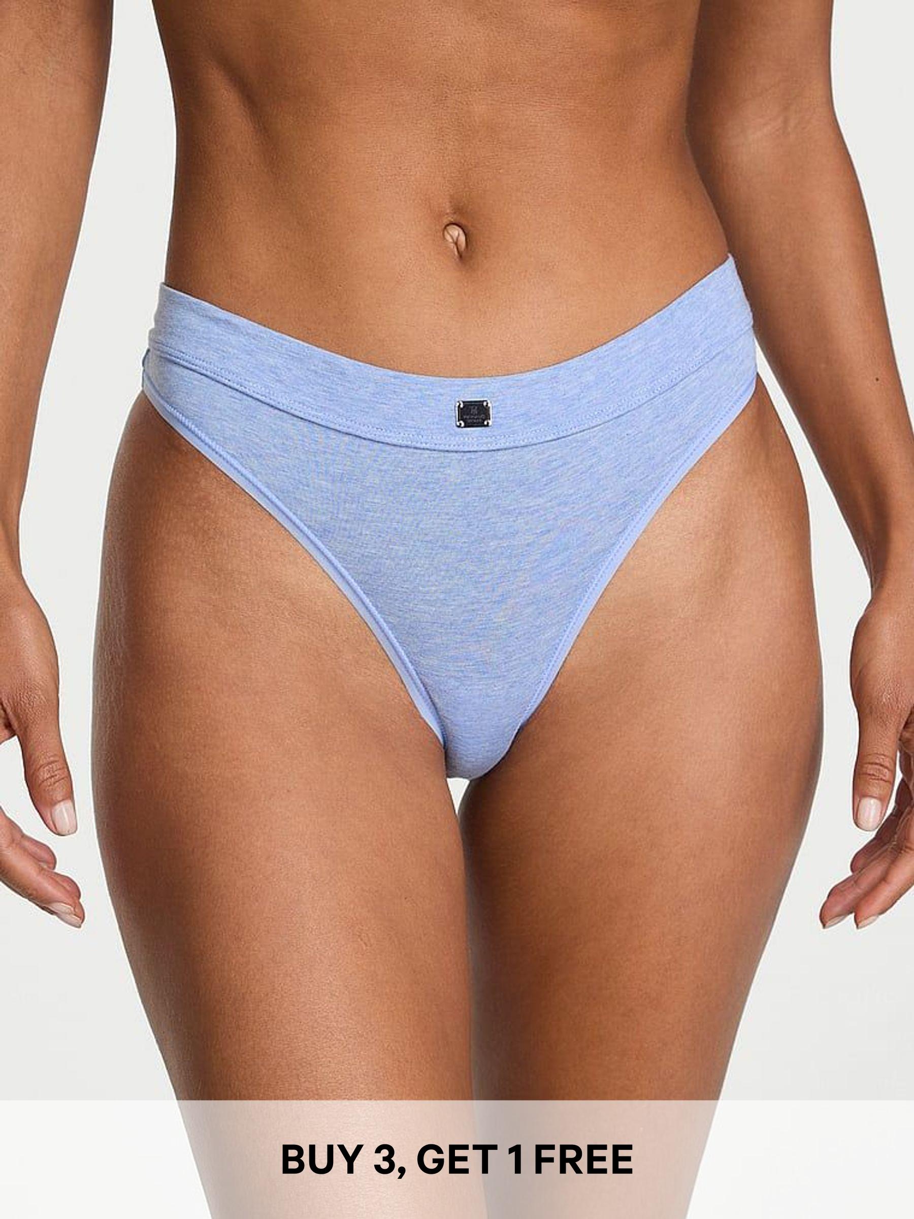Heather Cornflower Blue Thong Cotton Logo Knickers (F15620) | £9