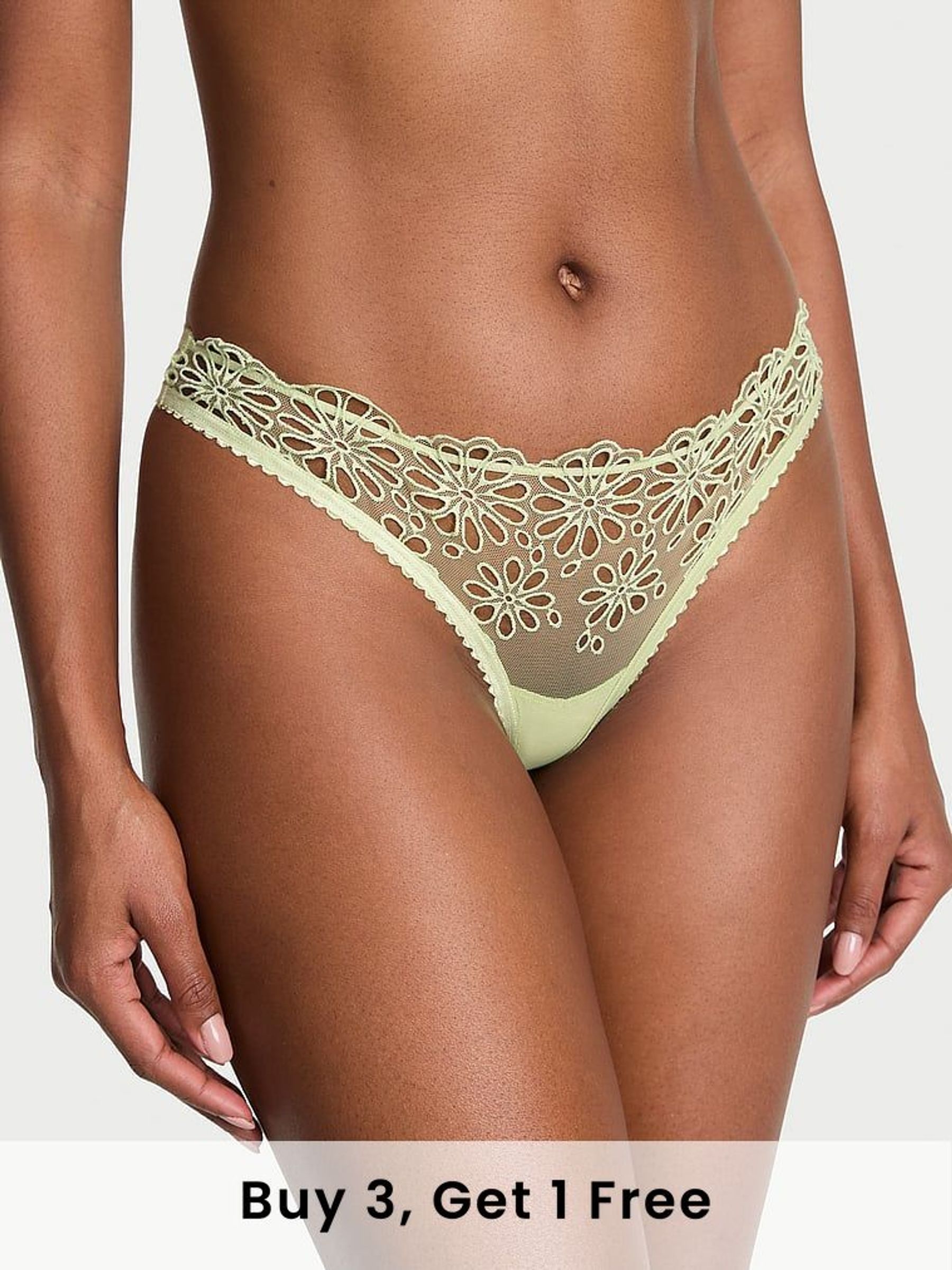 New Reed Green Thong Eyelet Mesh Knickers (F15647) | £9