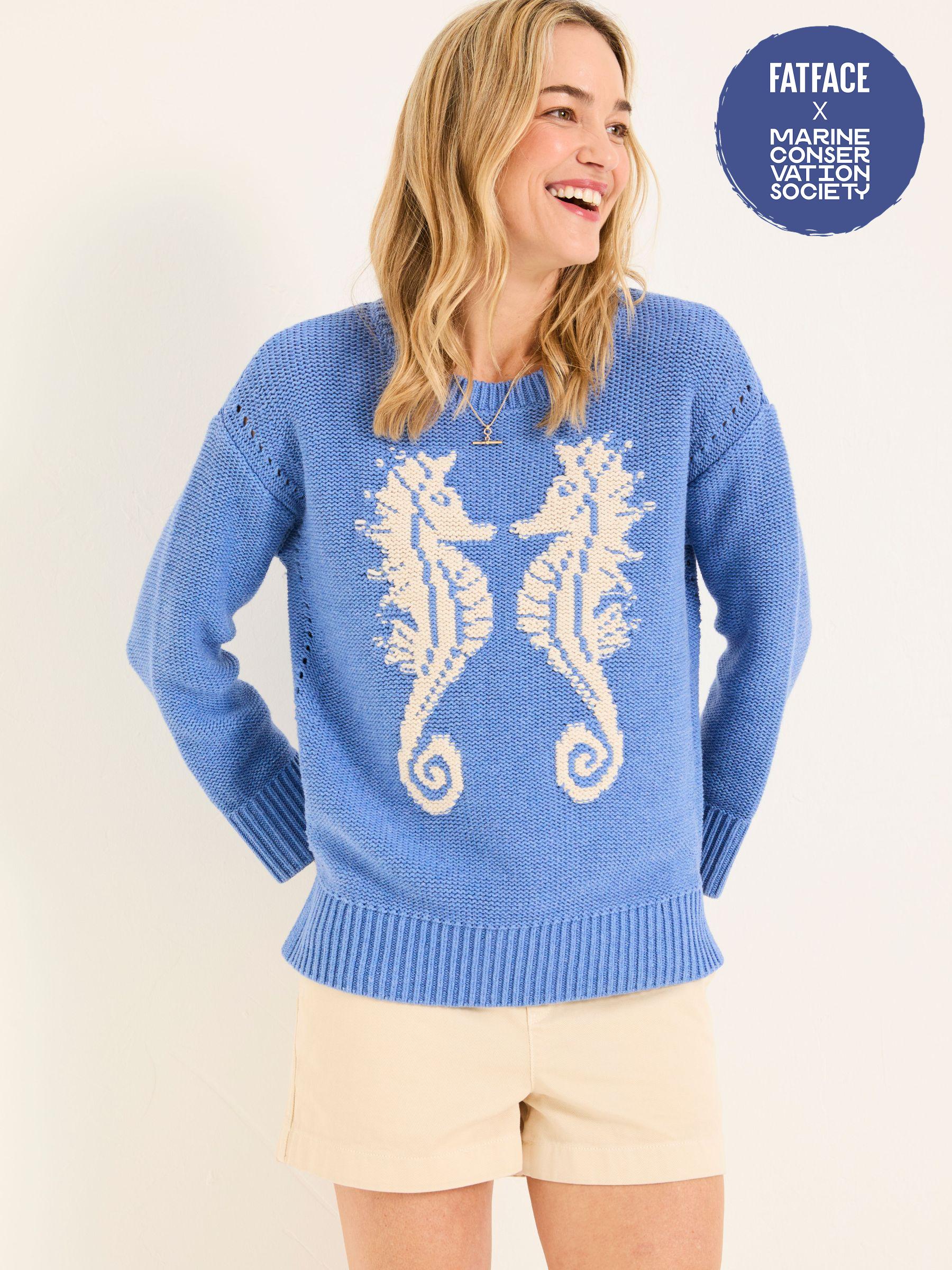 Blue MCS Seahorse Knitted Jumper (F17093) | £56