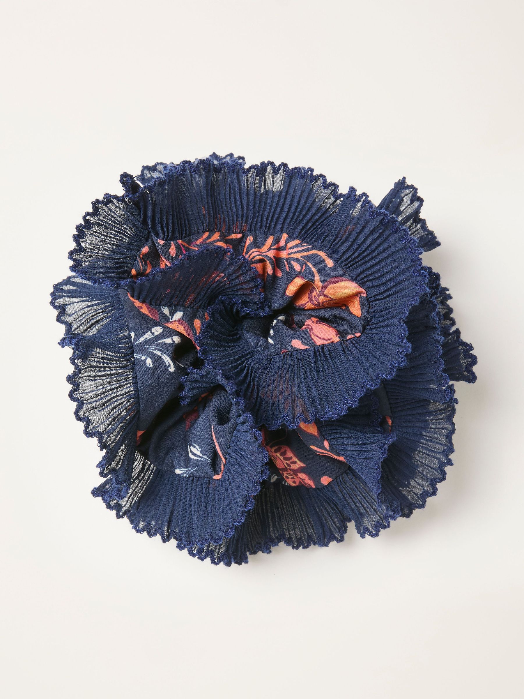 Navy Folk Floral Printed Scrunchie (F17326) | £14.50