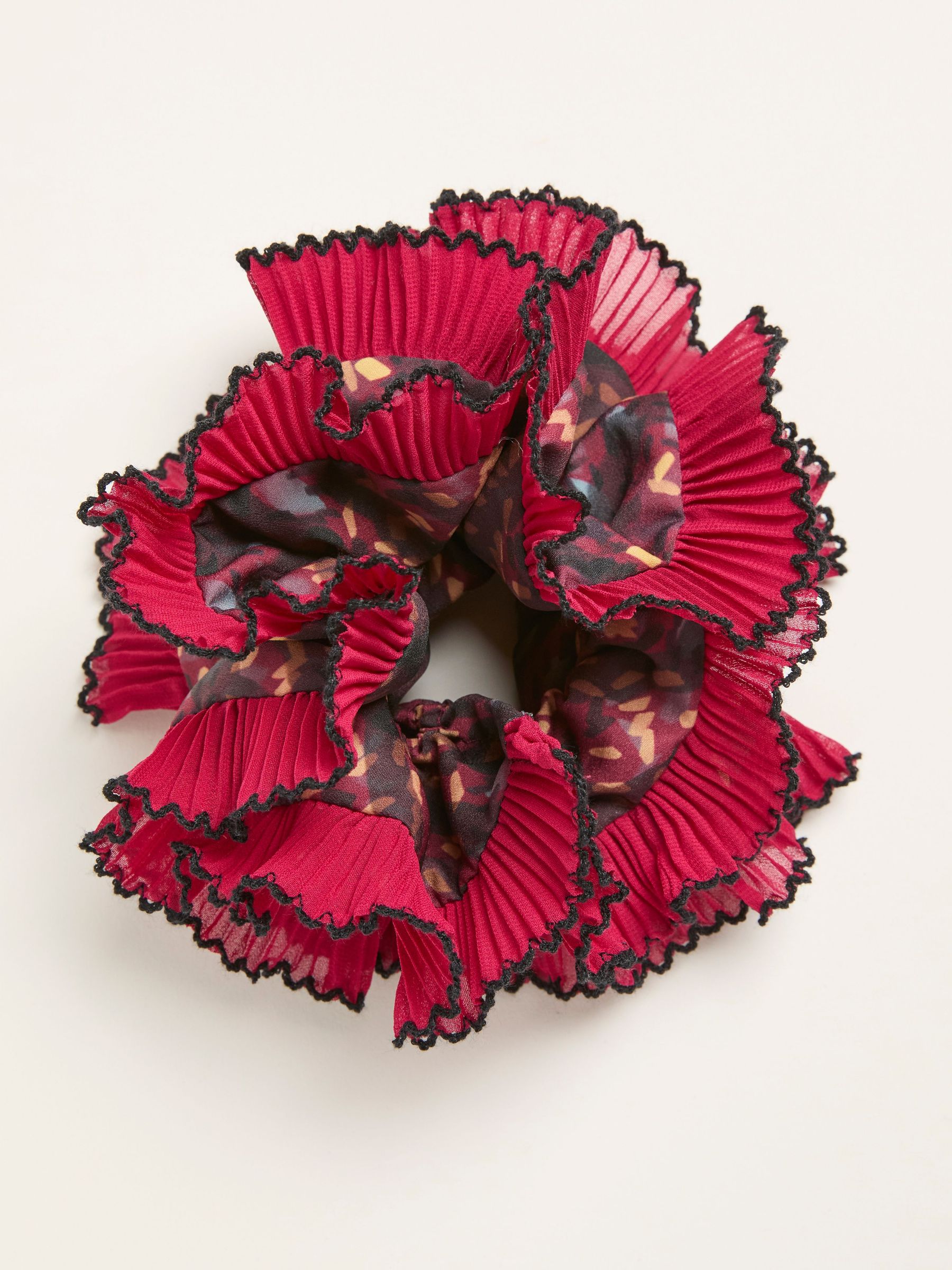 Burgundy Red Sketchy Texture Printed Scrunchie (F17330) | £14.50