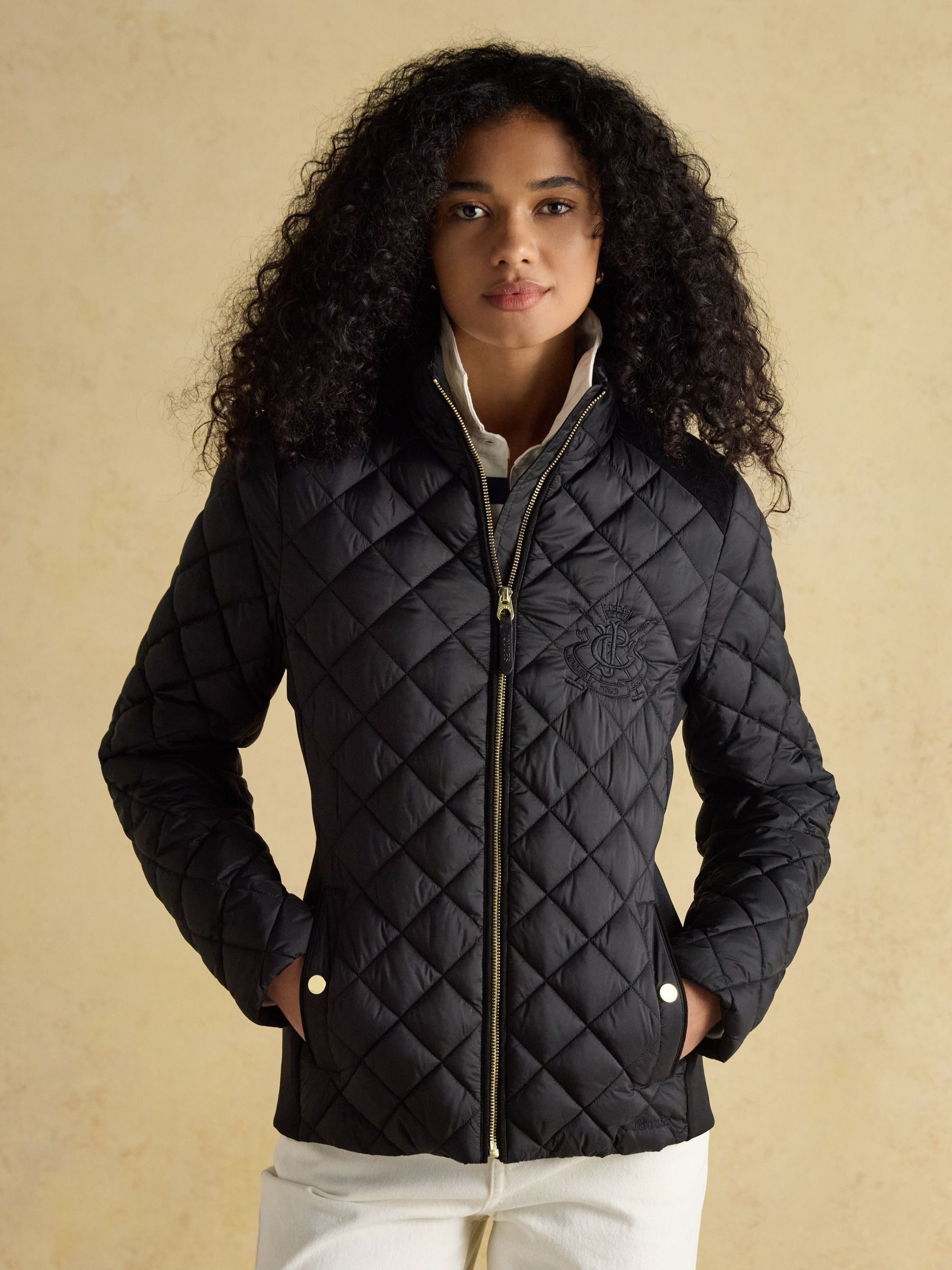 Braemar Luxe Black Showerproof Diamond Quilted Coat (F17621) | £129