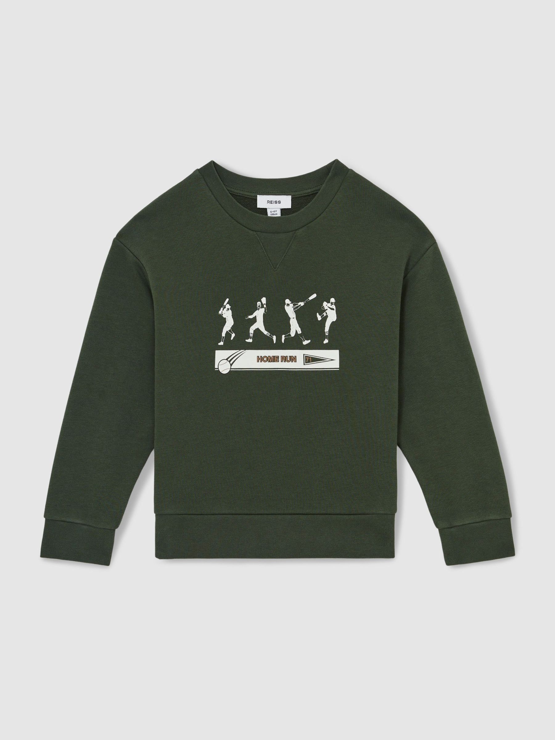 13-14 yrs Cotton-Blend Varsity Sweatshirt in Pine Green (F18182) | £38