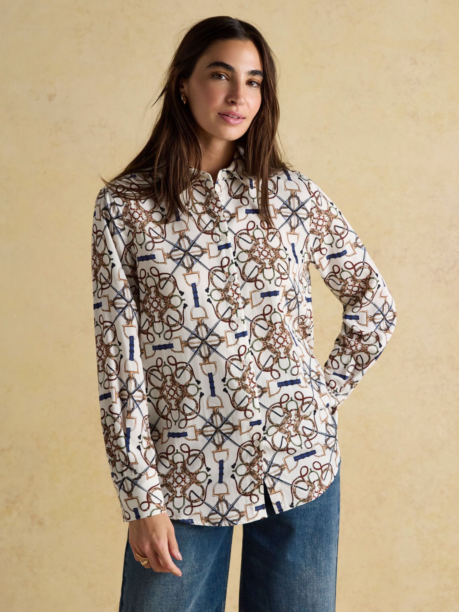 Claudia Cream Bridle Print Boyfriend Shirt