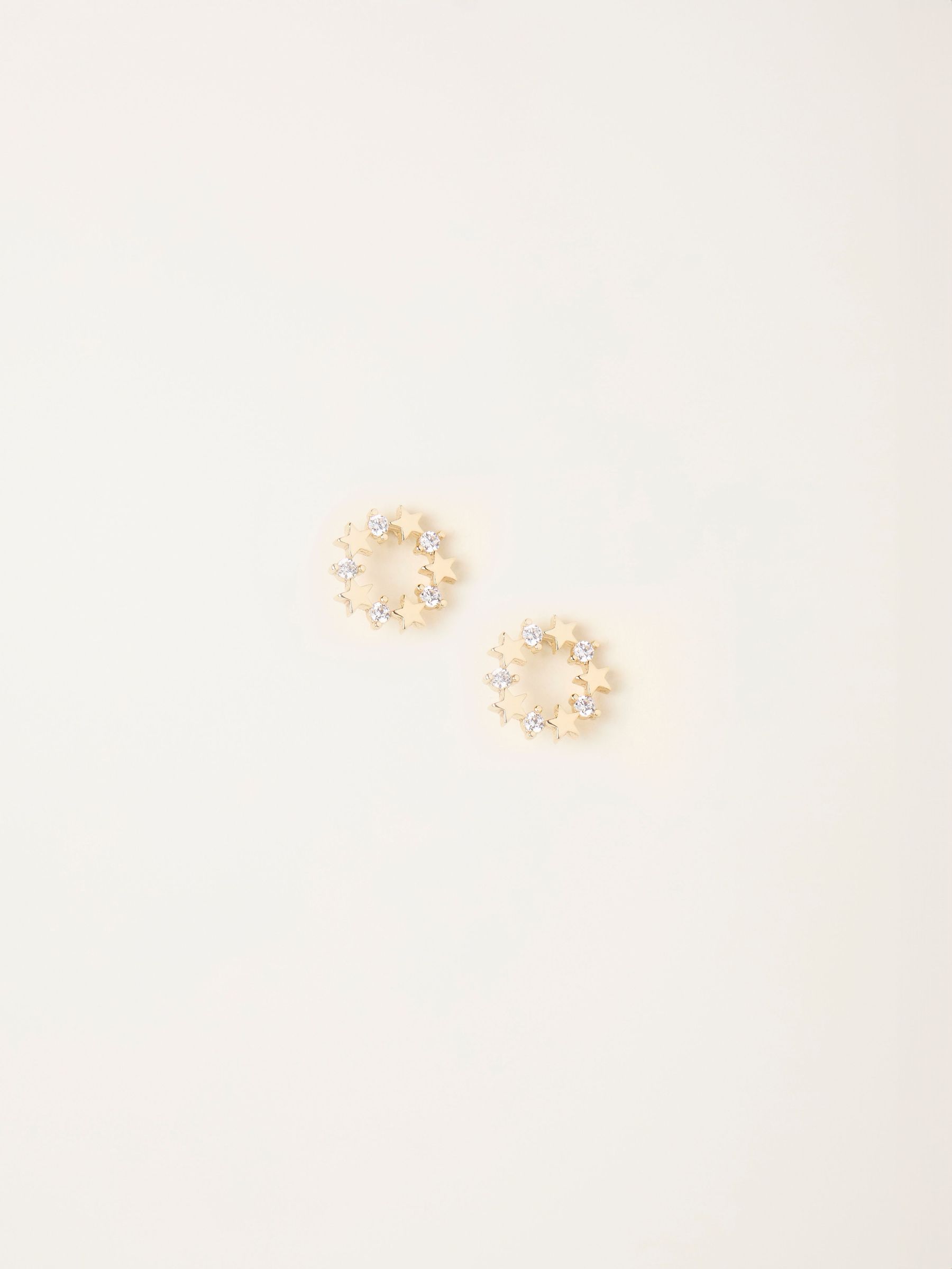 Gold Tone Star Ring Stud Earrings (F19047) | £10.50