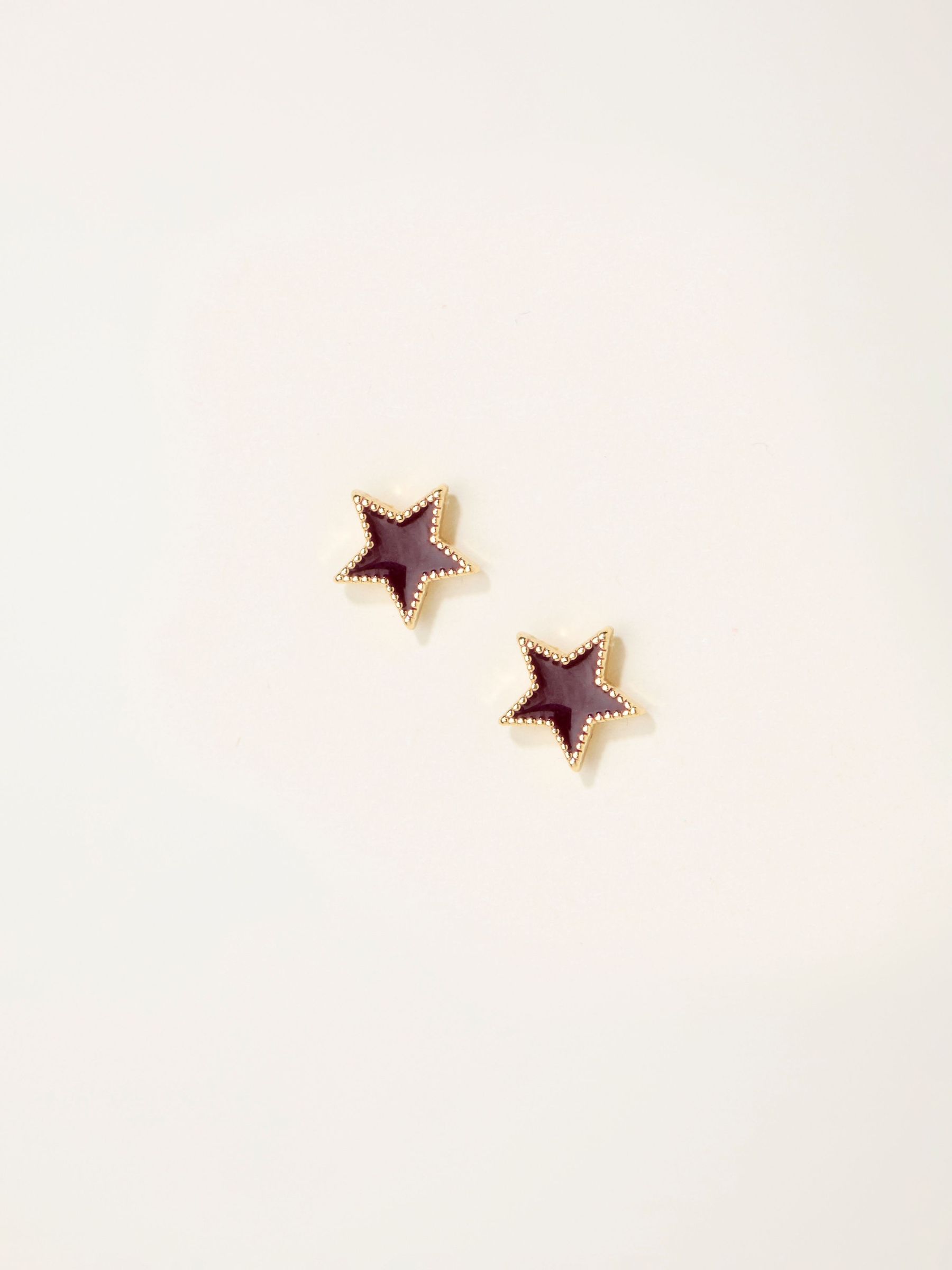 Burgundy Red Enamel Star Stud Earrings (F19056) | £8.50