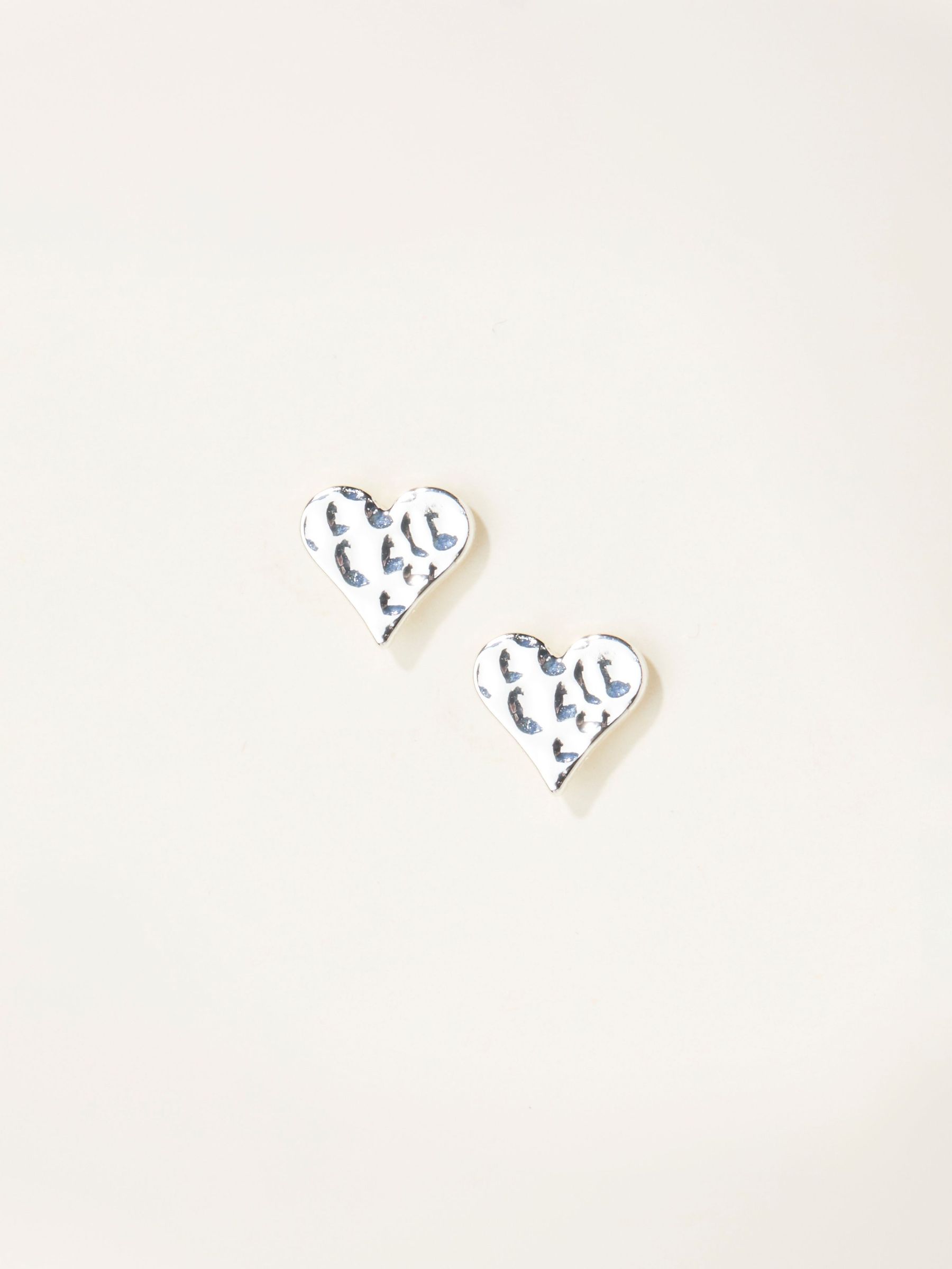 Silver Tone Heart Stud Earrings (F19064) | £8.50