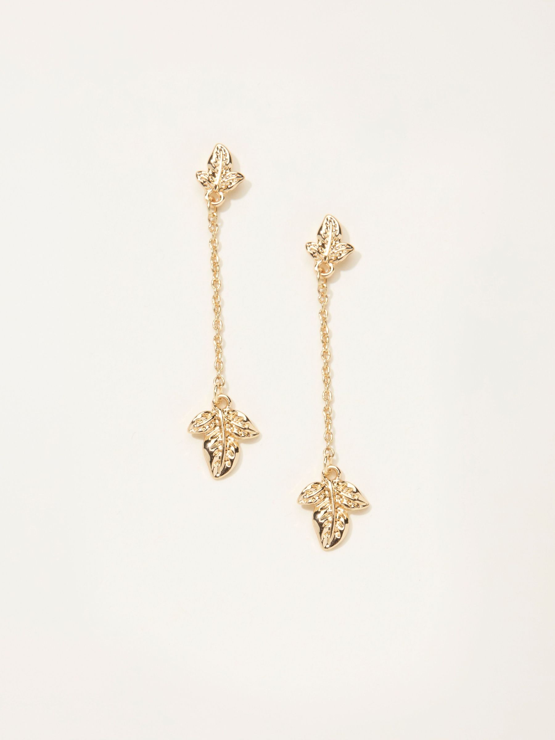 Gold Tone Leaf Chain Earrings (F19089) | £12.50