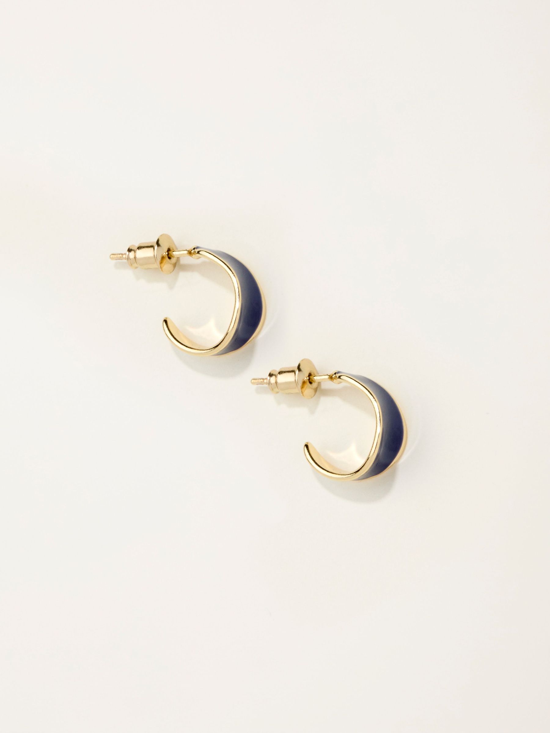 Navy Blue Enamel Huggie Earrings (F19090) | £10.50
