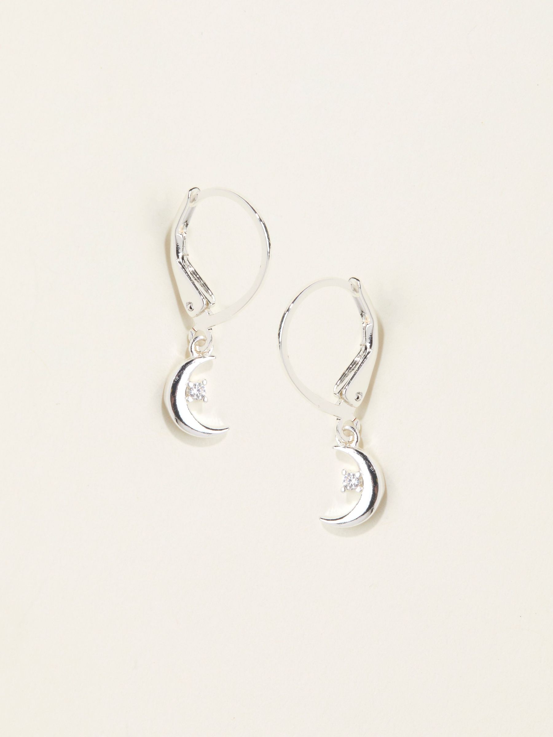Silver Tone Moon Drop Earrings (F19096) | £10.50