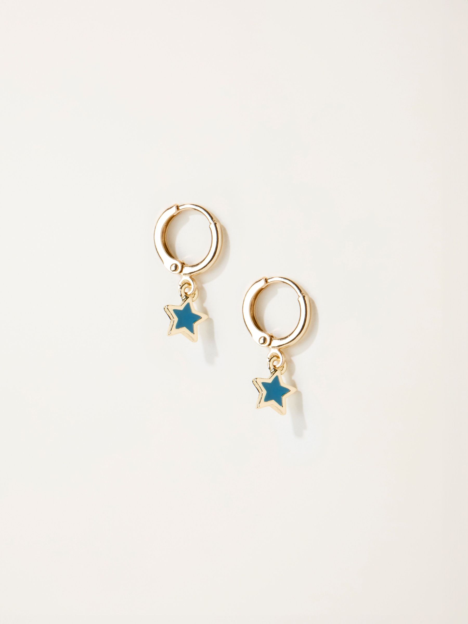 Teal Blue Enamel Star Drop Earrings (F19101) | £10.50