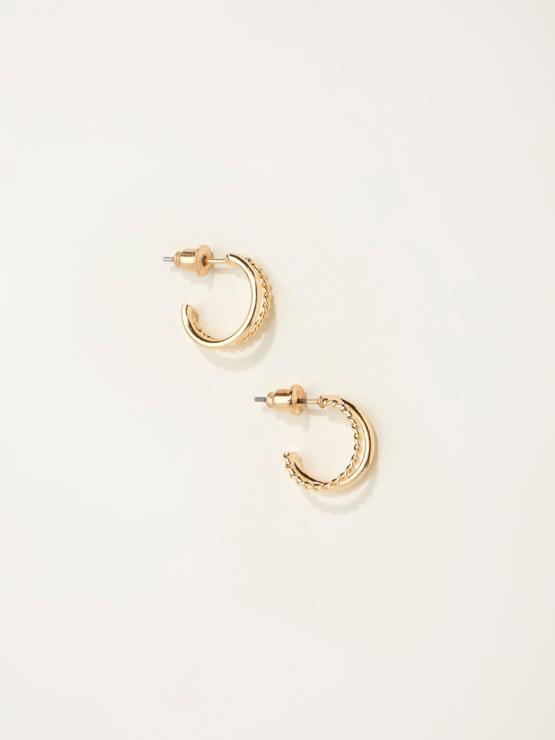 Gold Tone Double Hoop Huggie Earrings (F19102) | £10.50