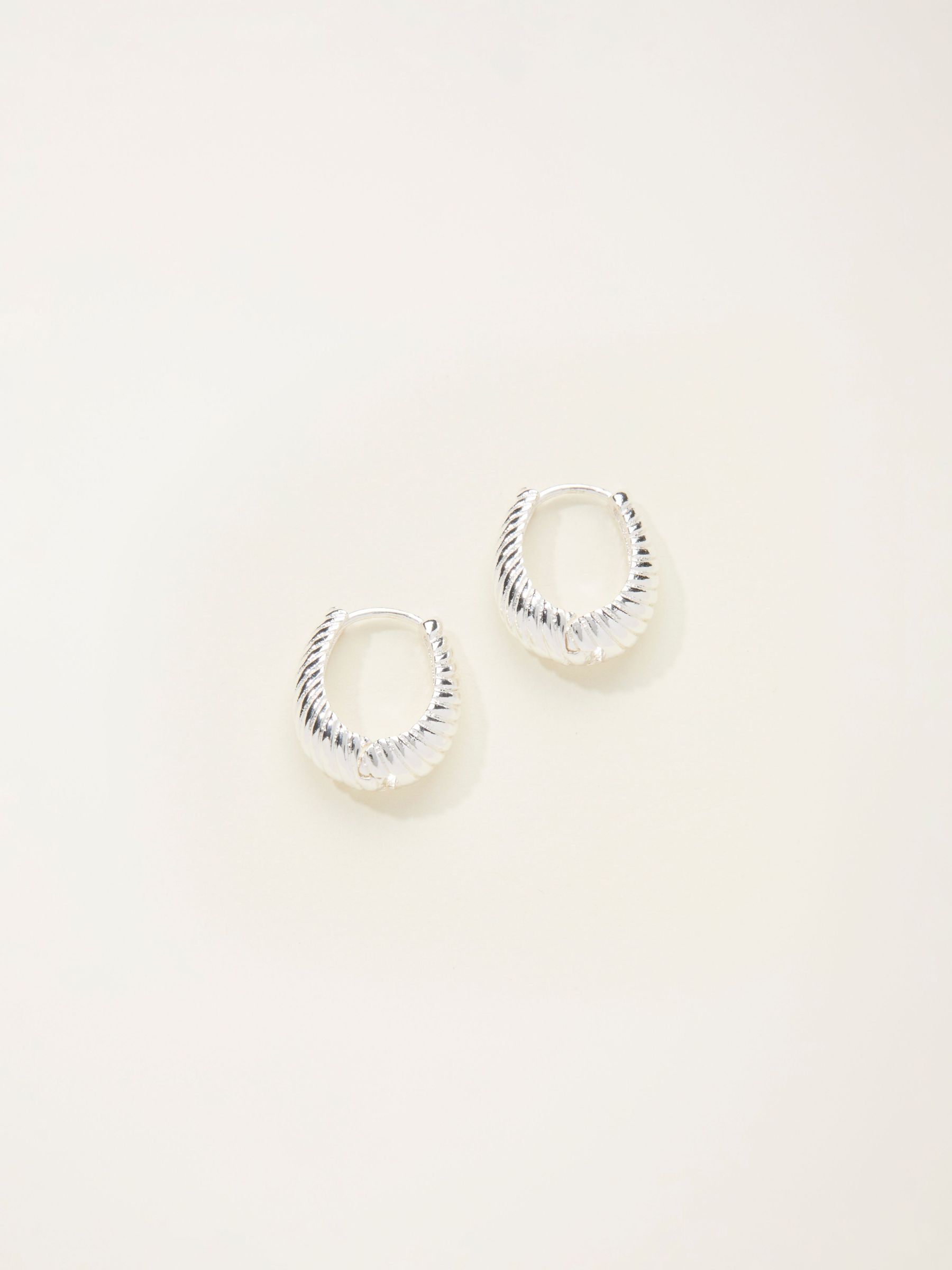 Silver Tone Textured Hoop Earrings (F19103) | £10.50
