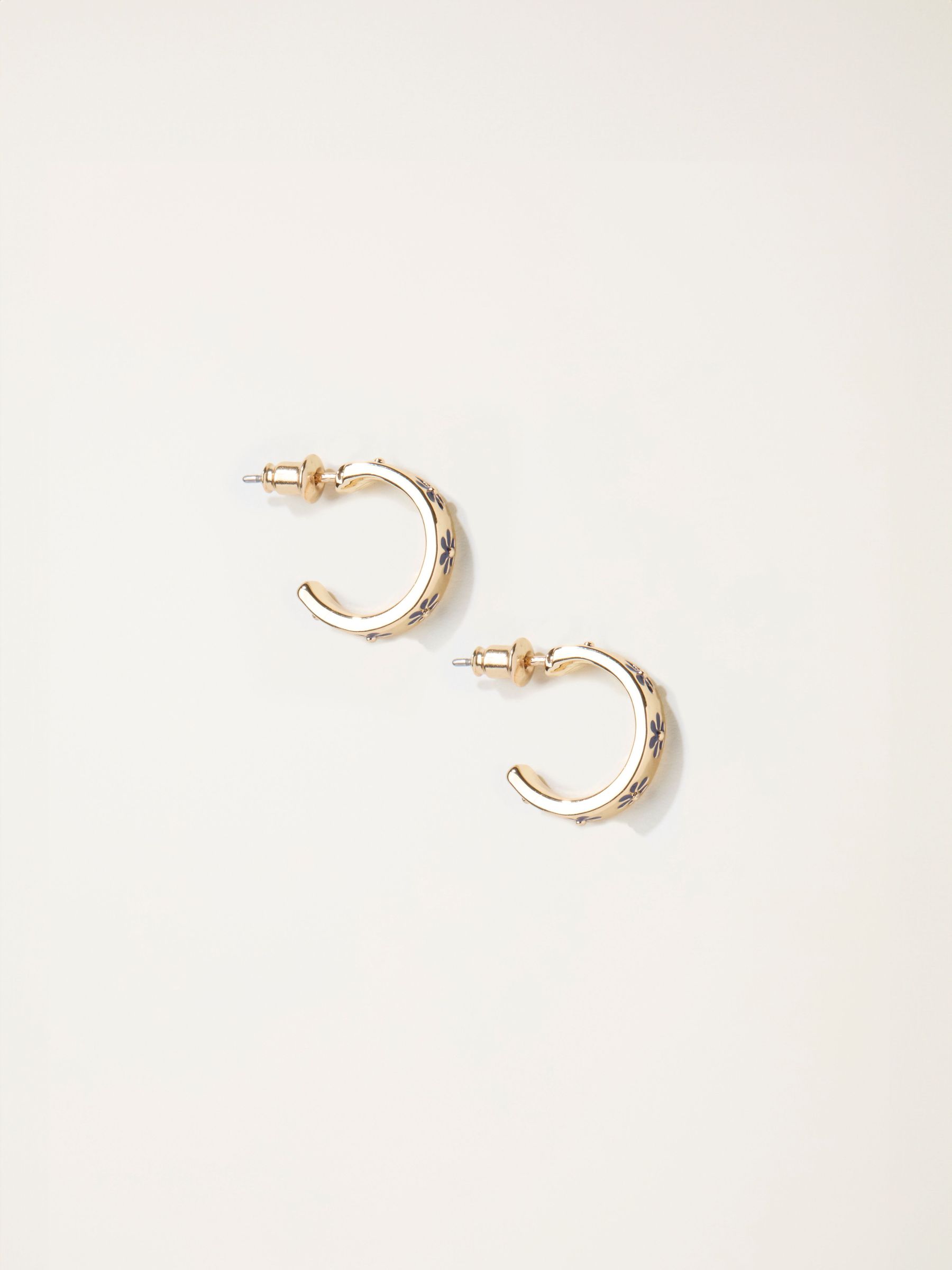 Navy Bliue Enamel Daisy Hoop Earrings (F19104) | £10.50