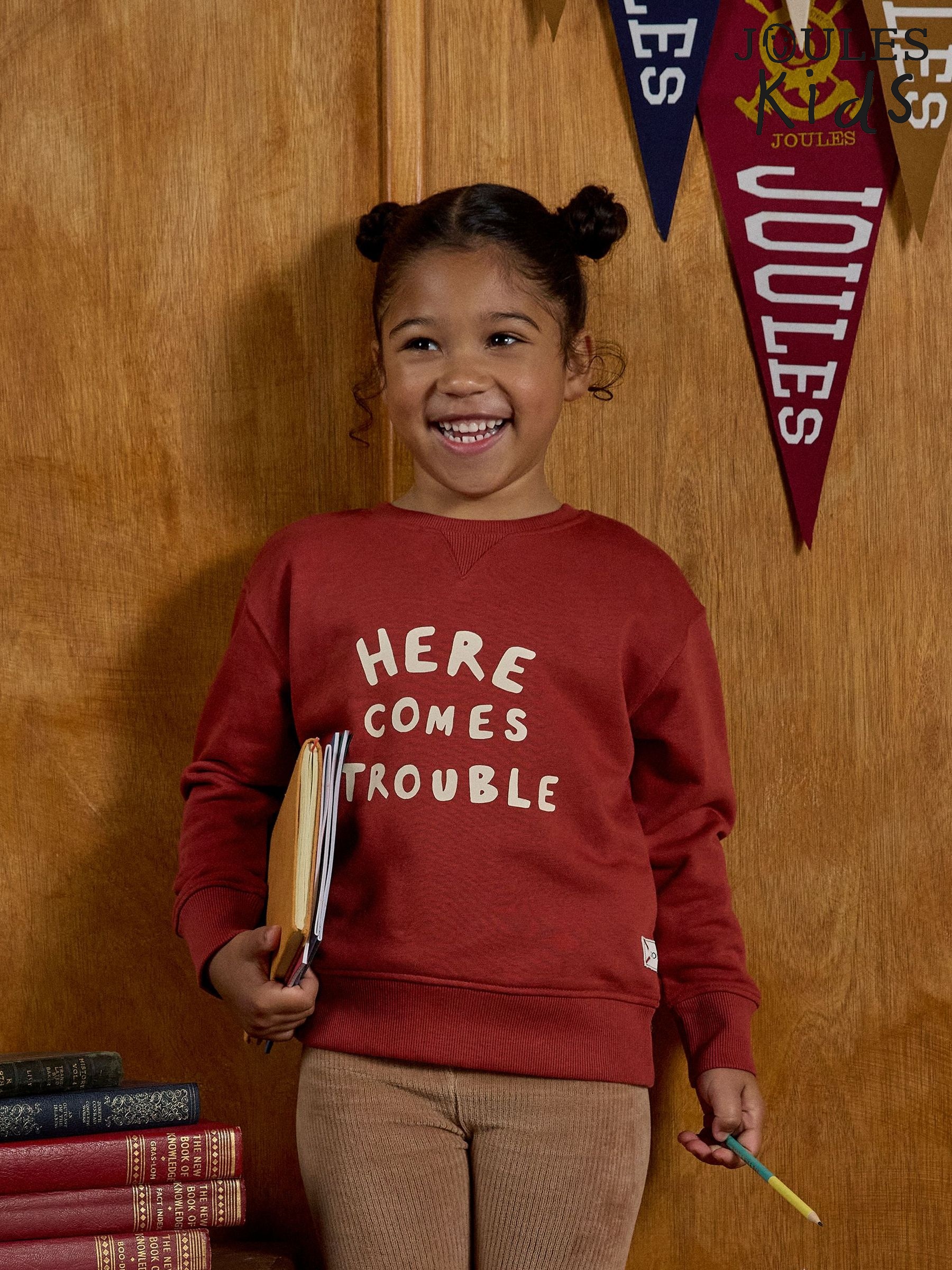 Kids' Sundaze Rust Red Slogan Crew Neck Sweatshirt (F19608) | £16 - £18