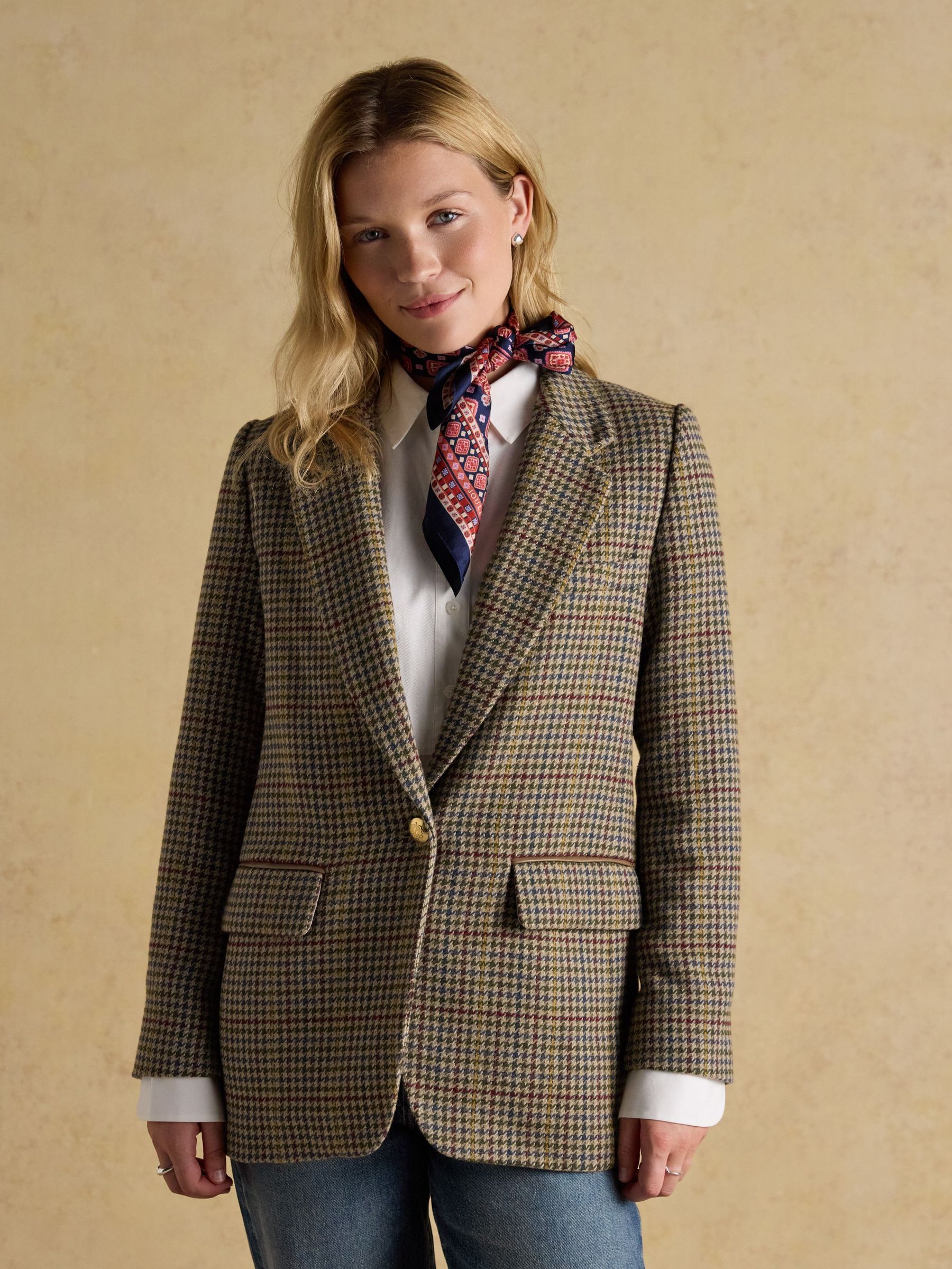 Hackmore Grey Check Relaxed Fit Tweed Blazer With Wool