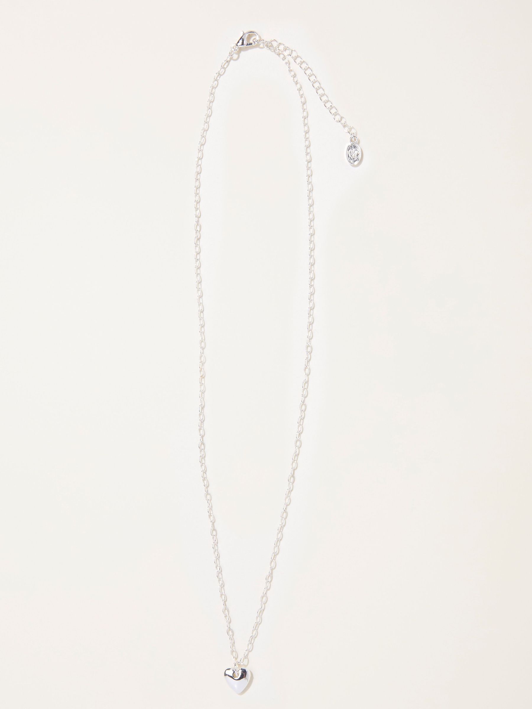 Silver Tone Heart Chain Necklace (F21506) | £14.50