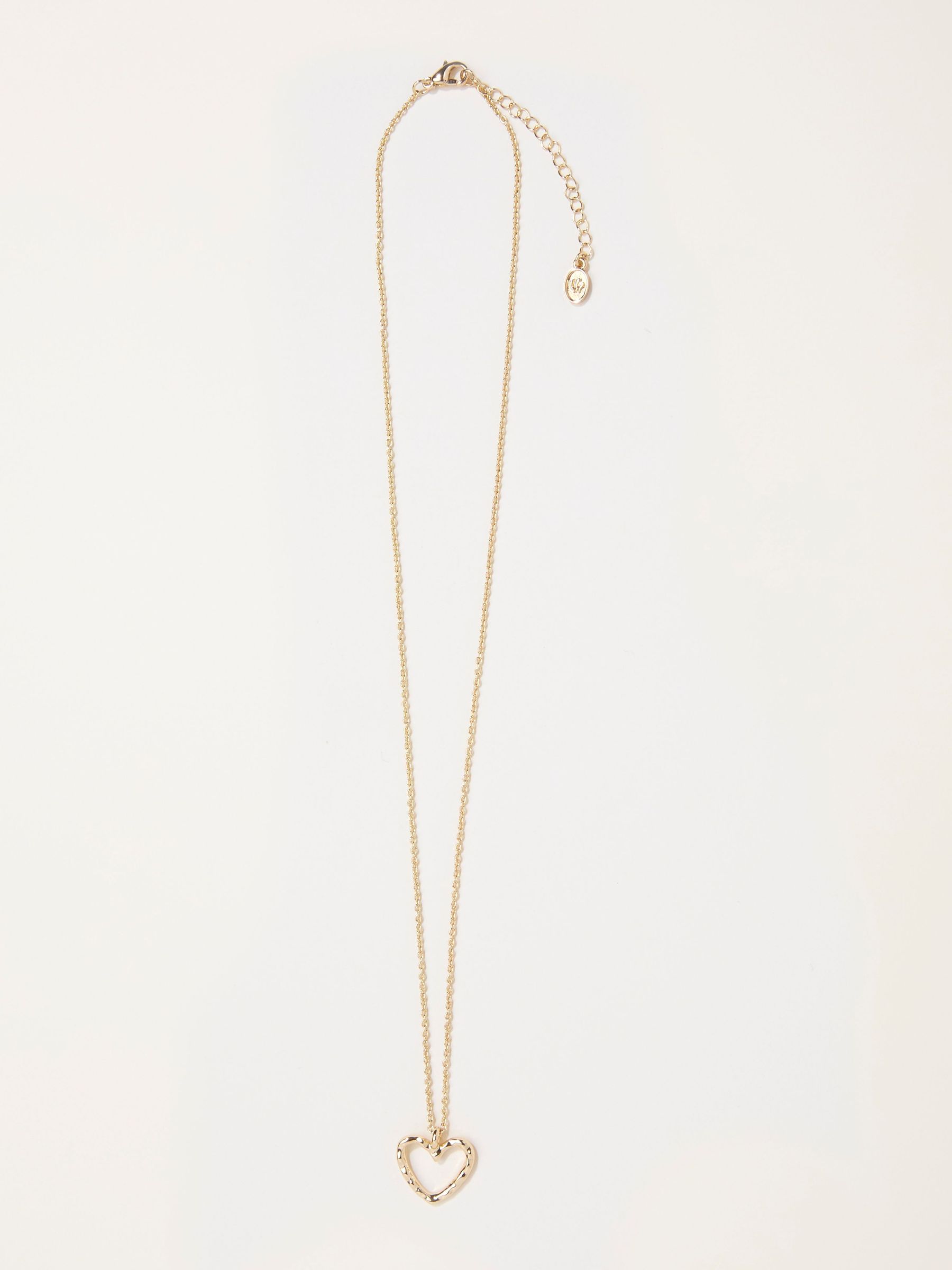 Gold Tone Hammered Heart Necklace (F21509) | £14.50