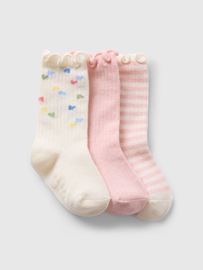 Pink Frills 3 Pack Crew Baby Socks (Newborn-24mths) (F21545) | £8