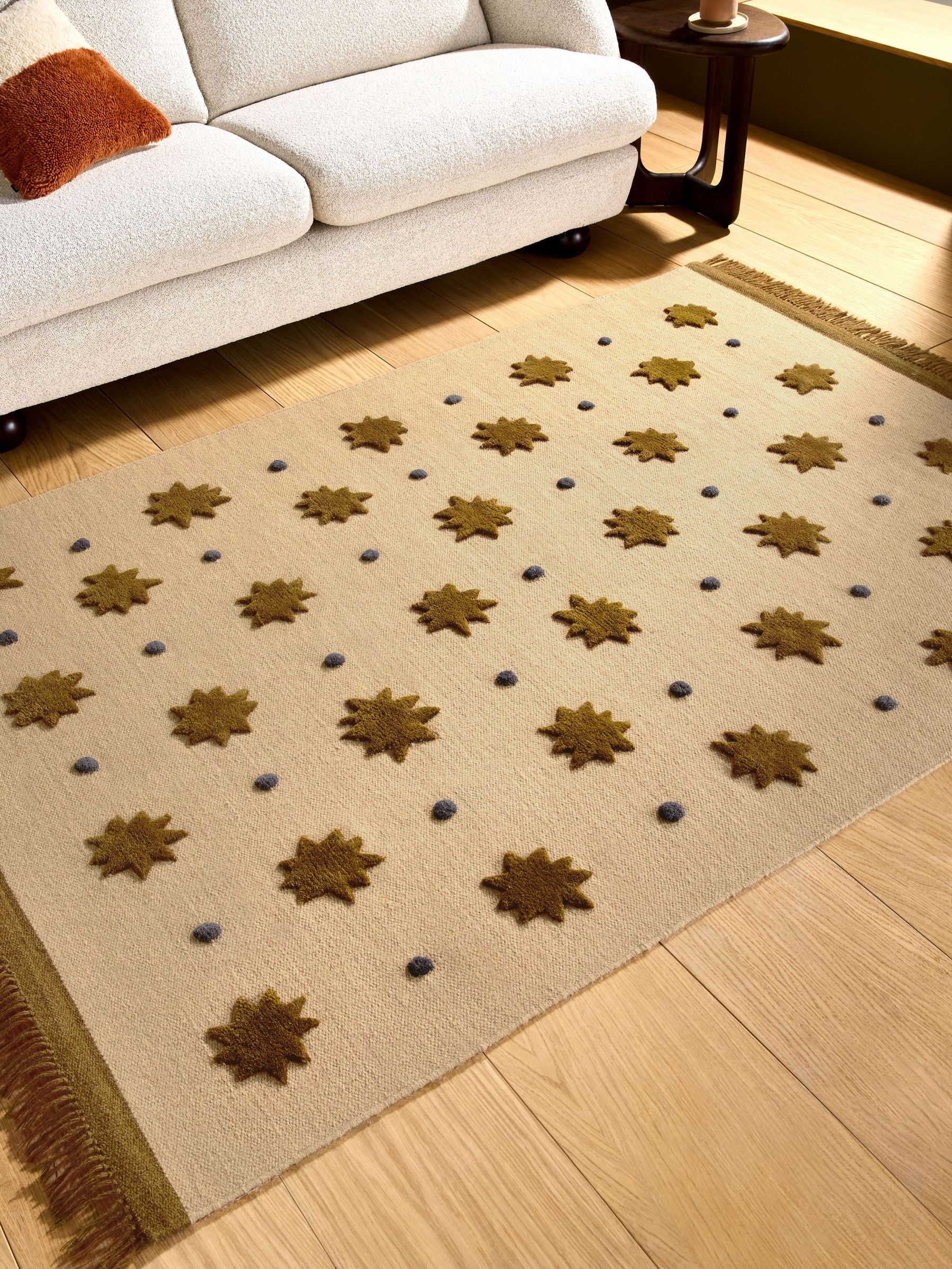 Natural Bellamy Jean Kosmic Flat Weave Wool Tufted Rug (F22116) | £40 - £270