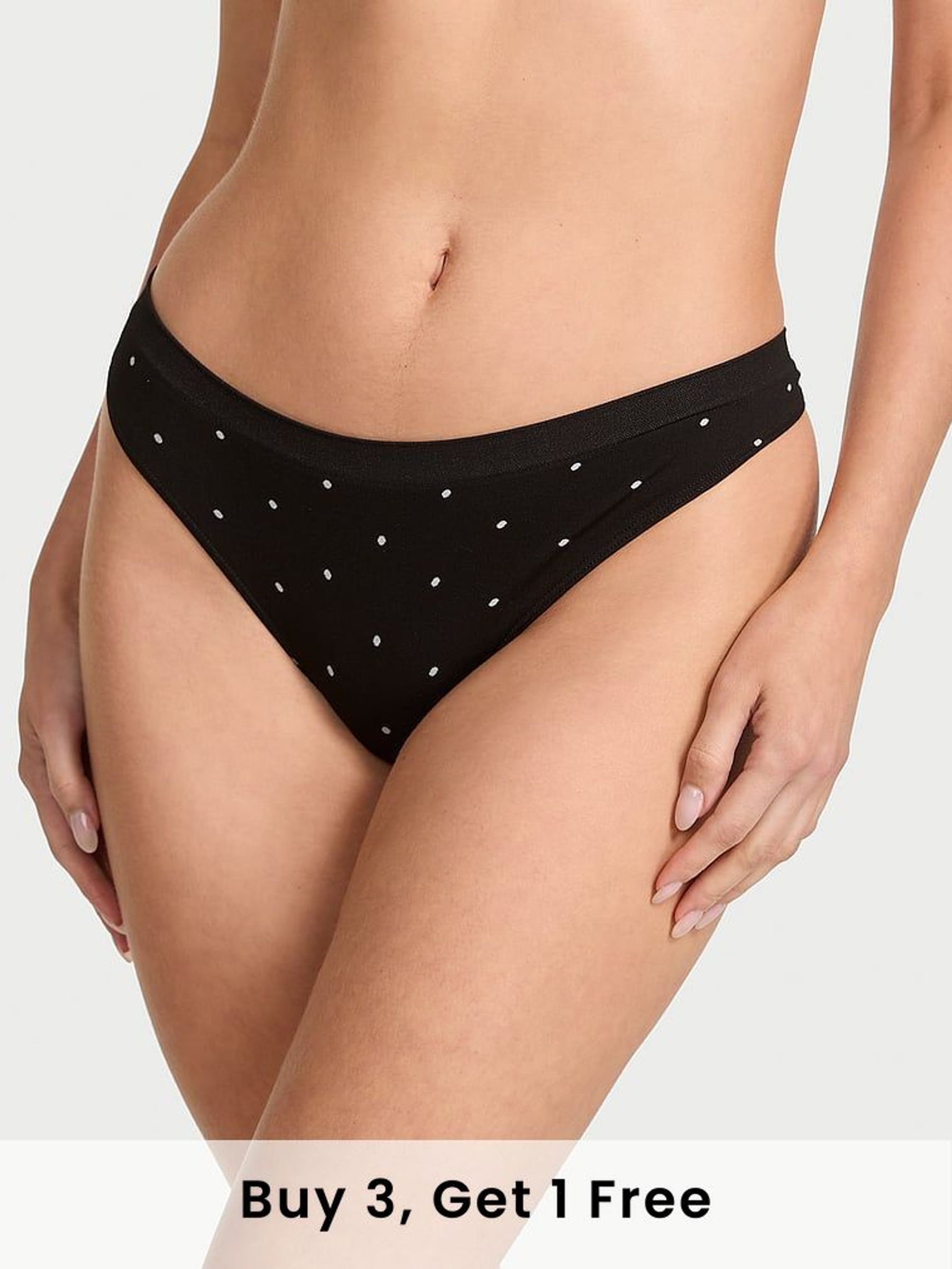 Black Dot Thong Knickers (F22359) | £9