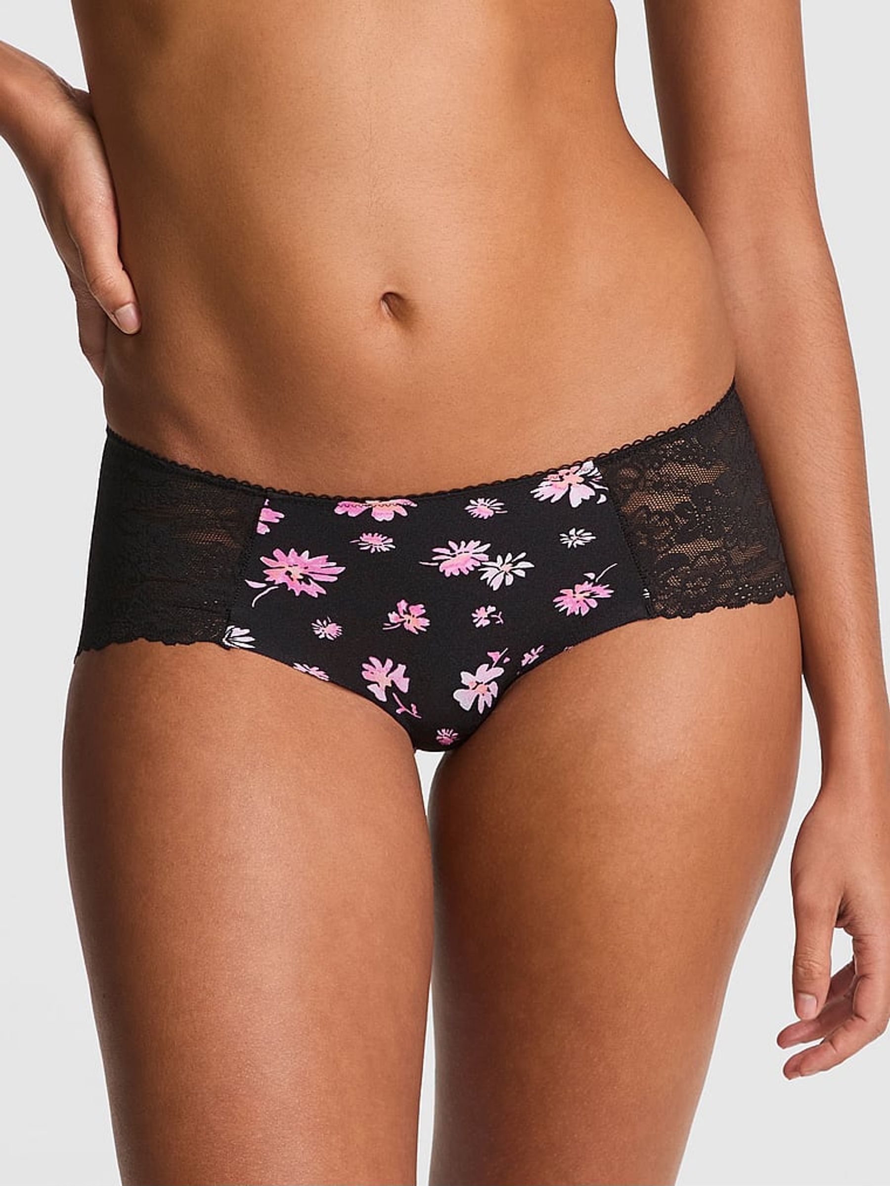 Black Floral Lace Hipster Knickers (F22493) | £9