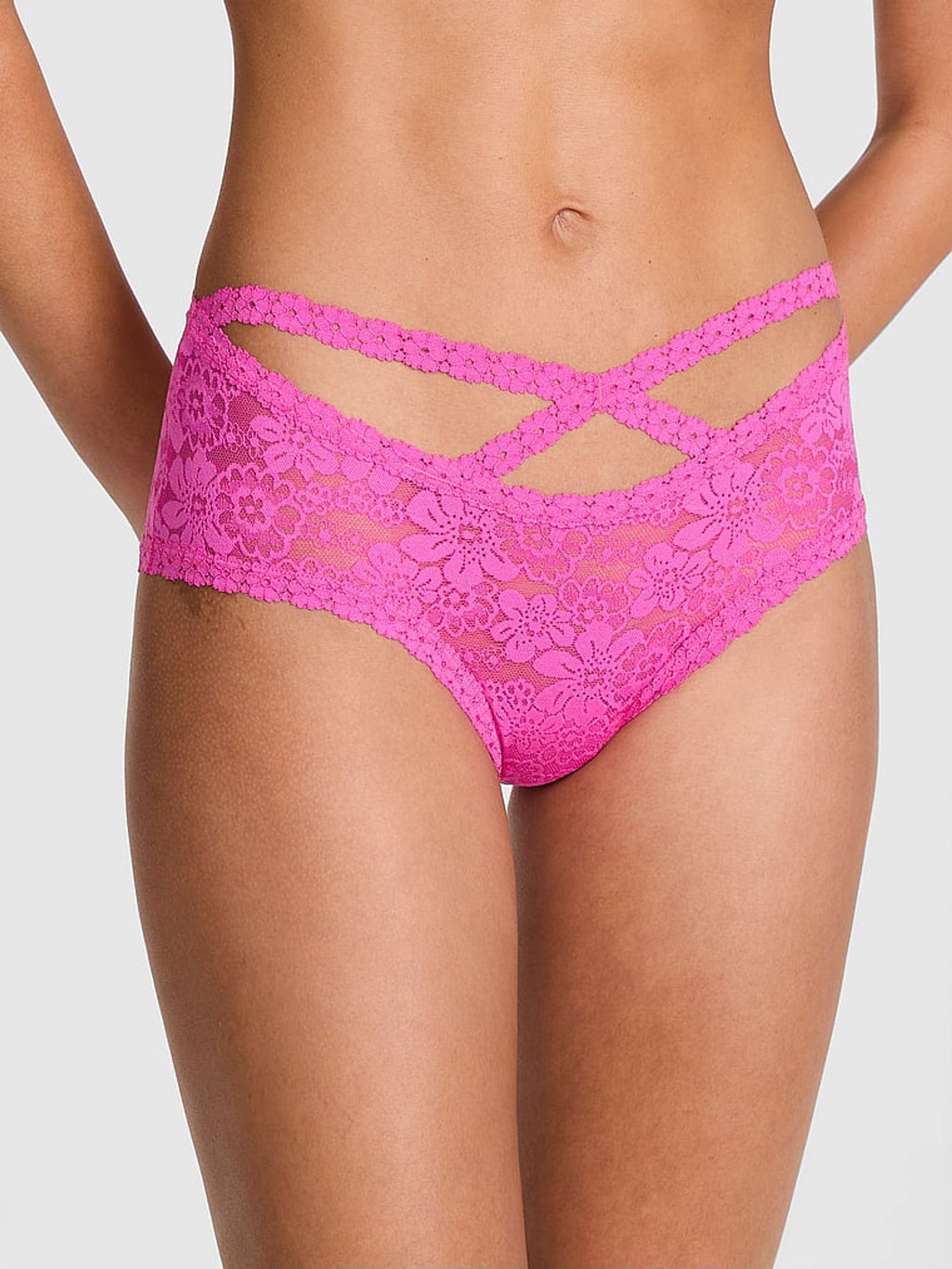 Pink Gossip Double Strap Cheeky Floral Lace Knickers (F22494) | £9