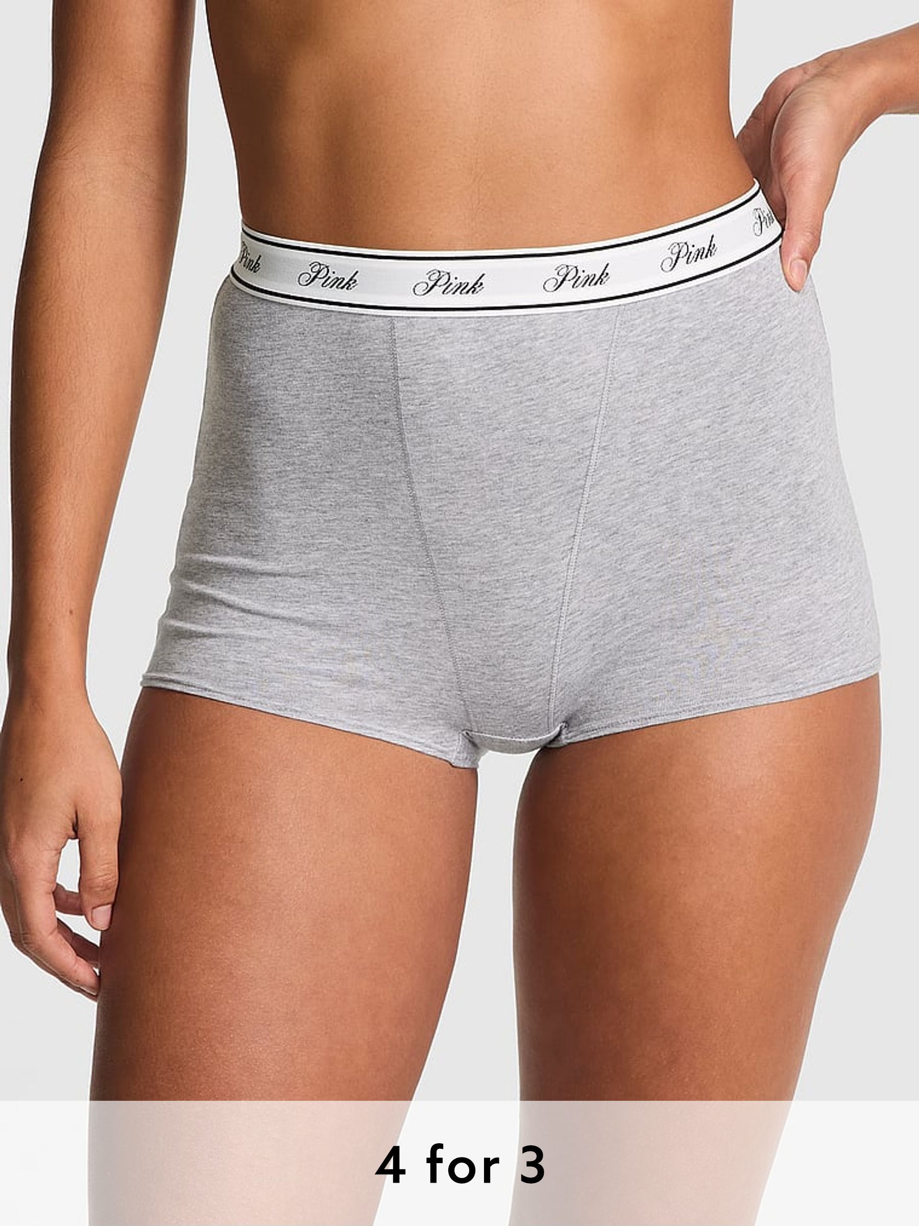 Medium Heather Grey High Waist Cotton Logo Knickers (F22495) | £9
