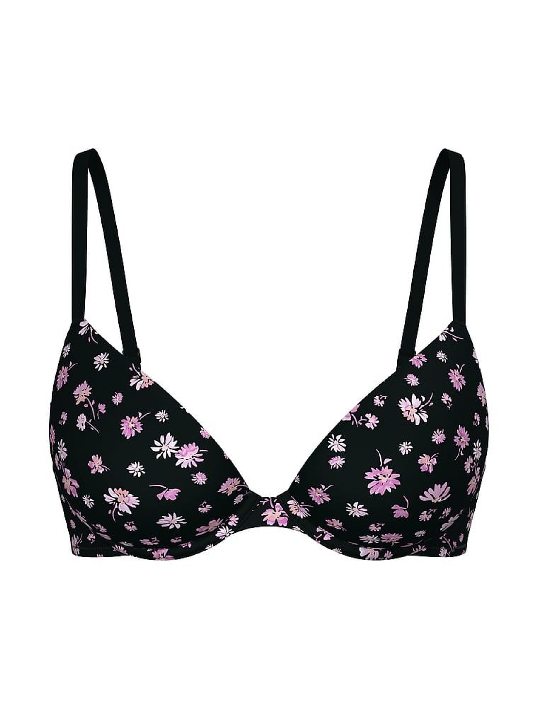 Black Floral Print Super Push Up Super Push Up Bra (F22512) | £29