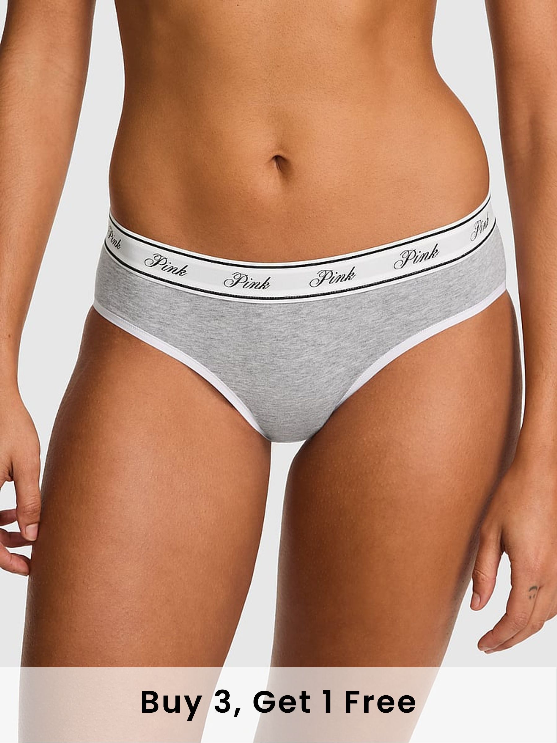 Medium Heather Grey Hipster Cotton Logo Knickers (F22571) | £9