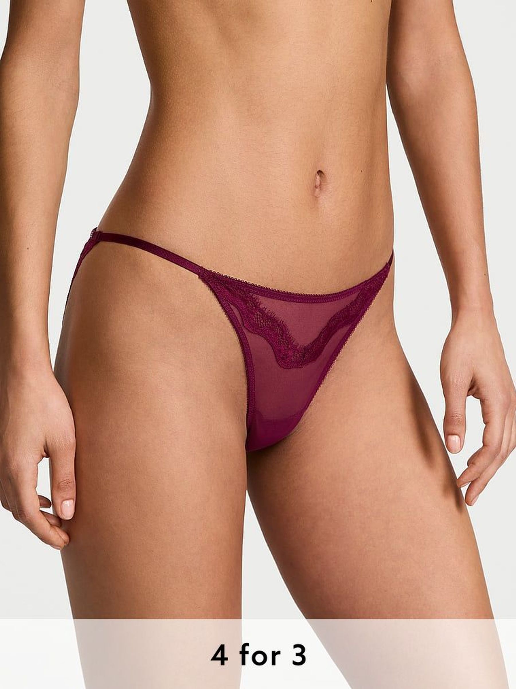Kir Red Bikini Sheer Shine Lace Knickers (F22575) | £20