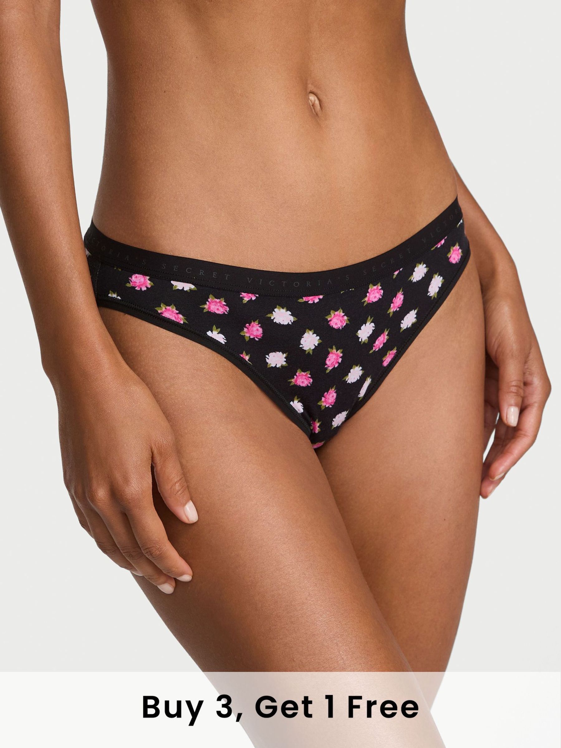 Black Floral Bikini Knickers (F22579) | £9