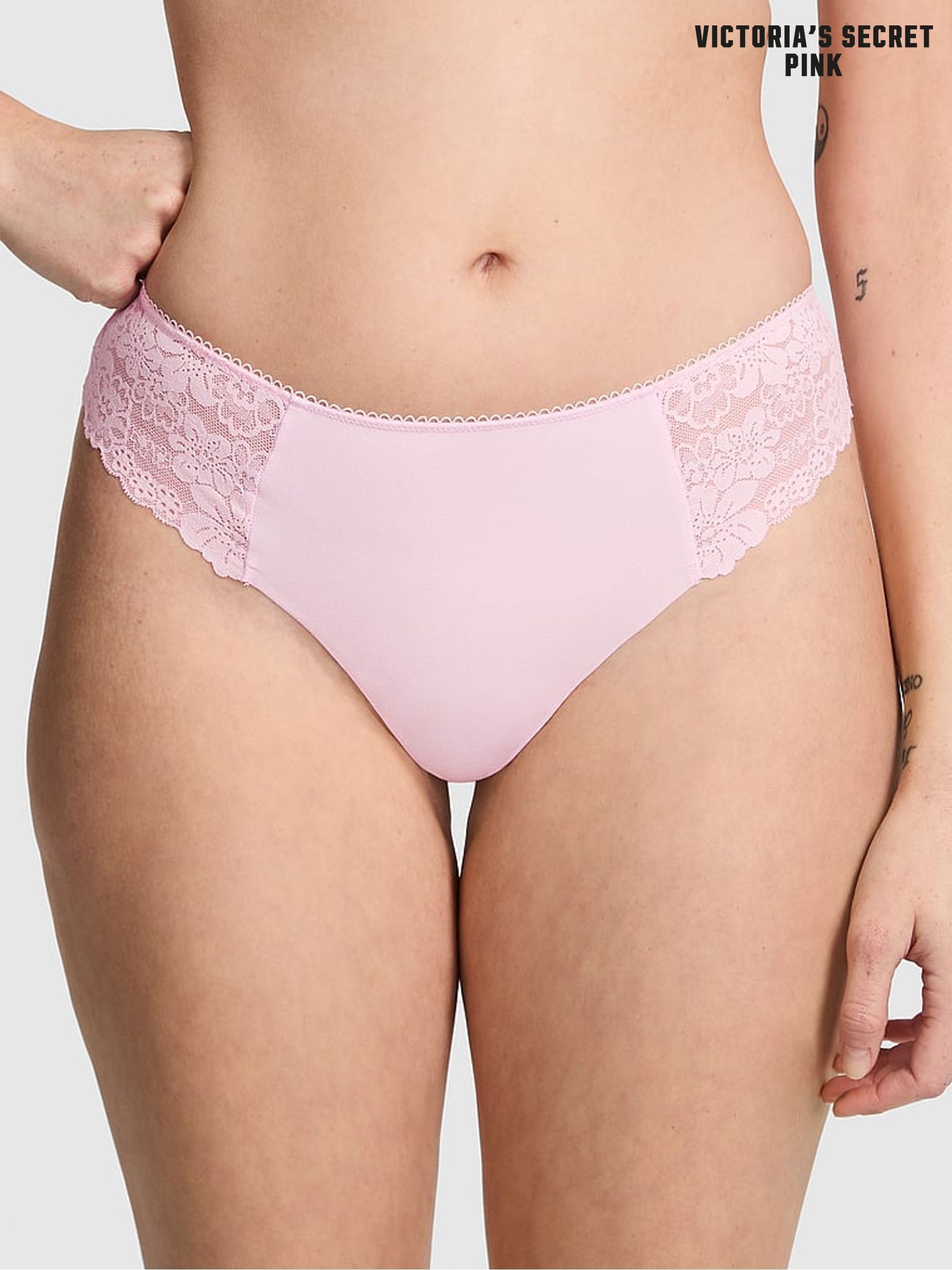 Pink Tulip Lace Thong Knickers (F22586) | £9