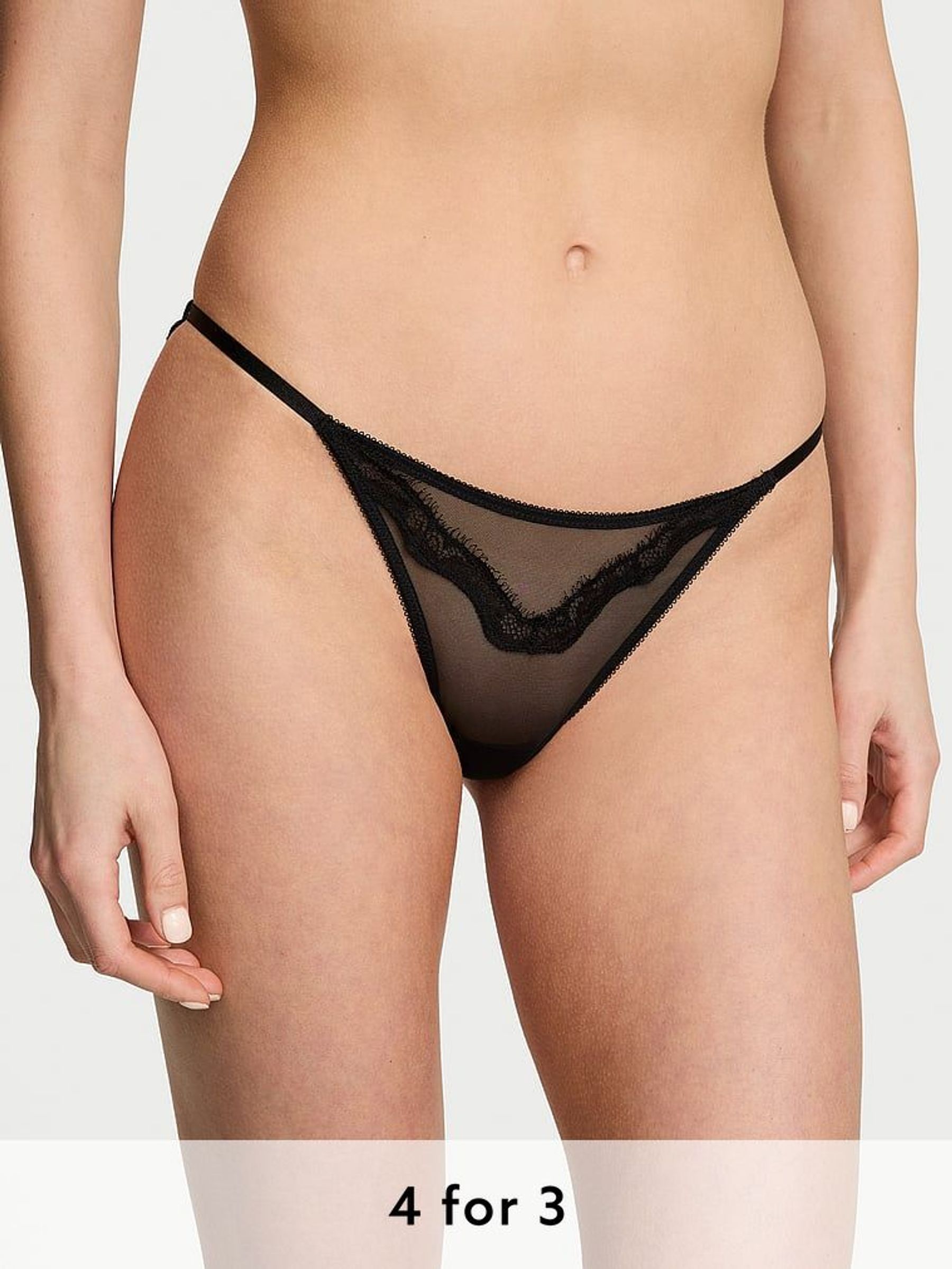 Black Bikini Sheer Shine Lace Knickers (F22595) | £20
