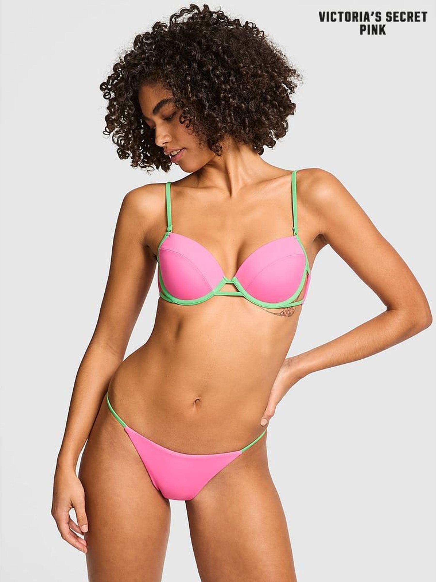 Carmine Rose Pink Push Up Gated Bikini Top (F22606) | £26