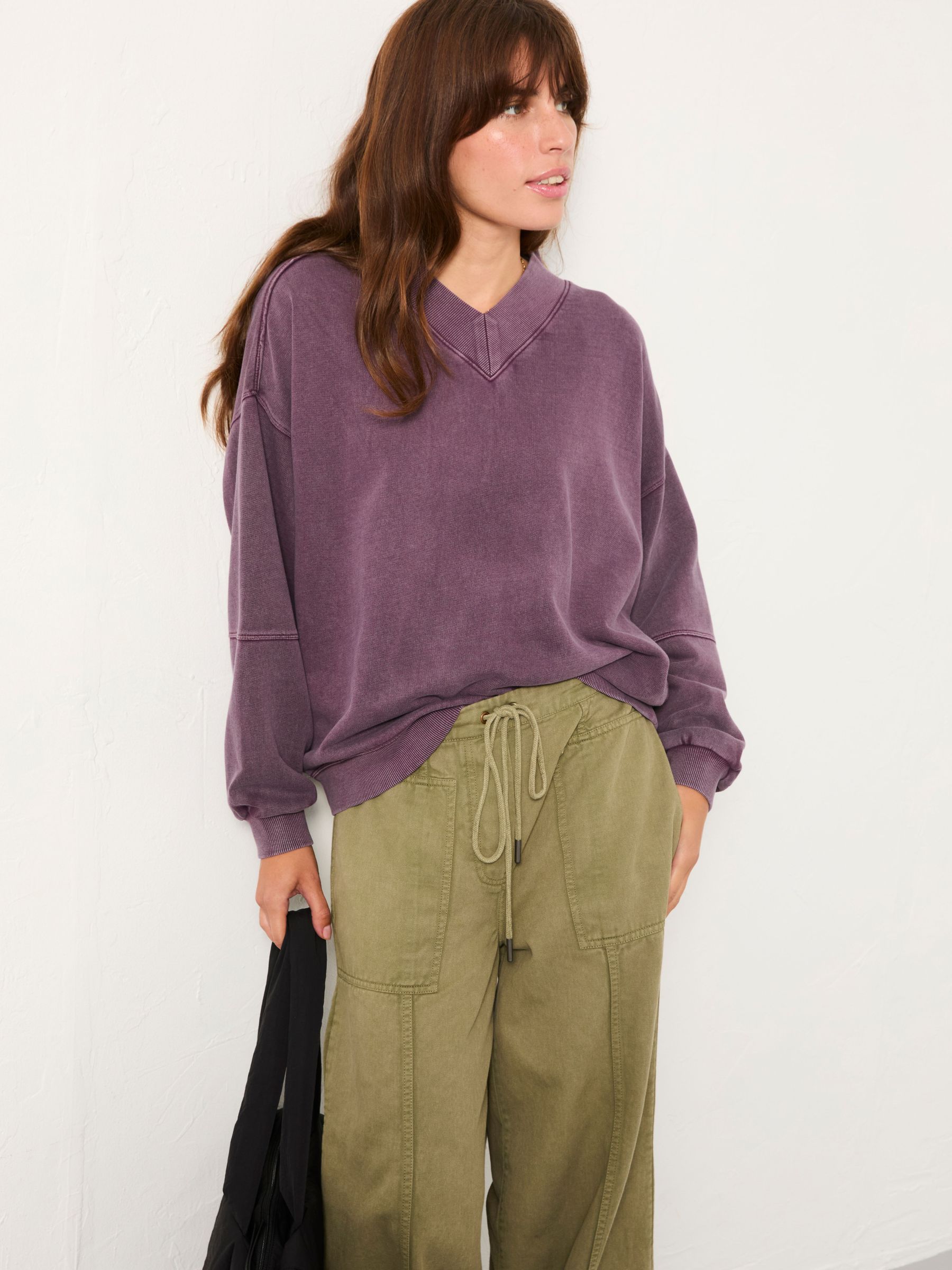 Lars Plum Purple Plain V Neck Sweat Top (F22784) | £45