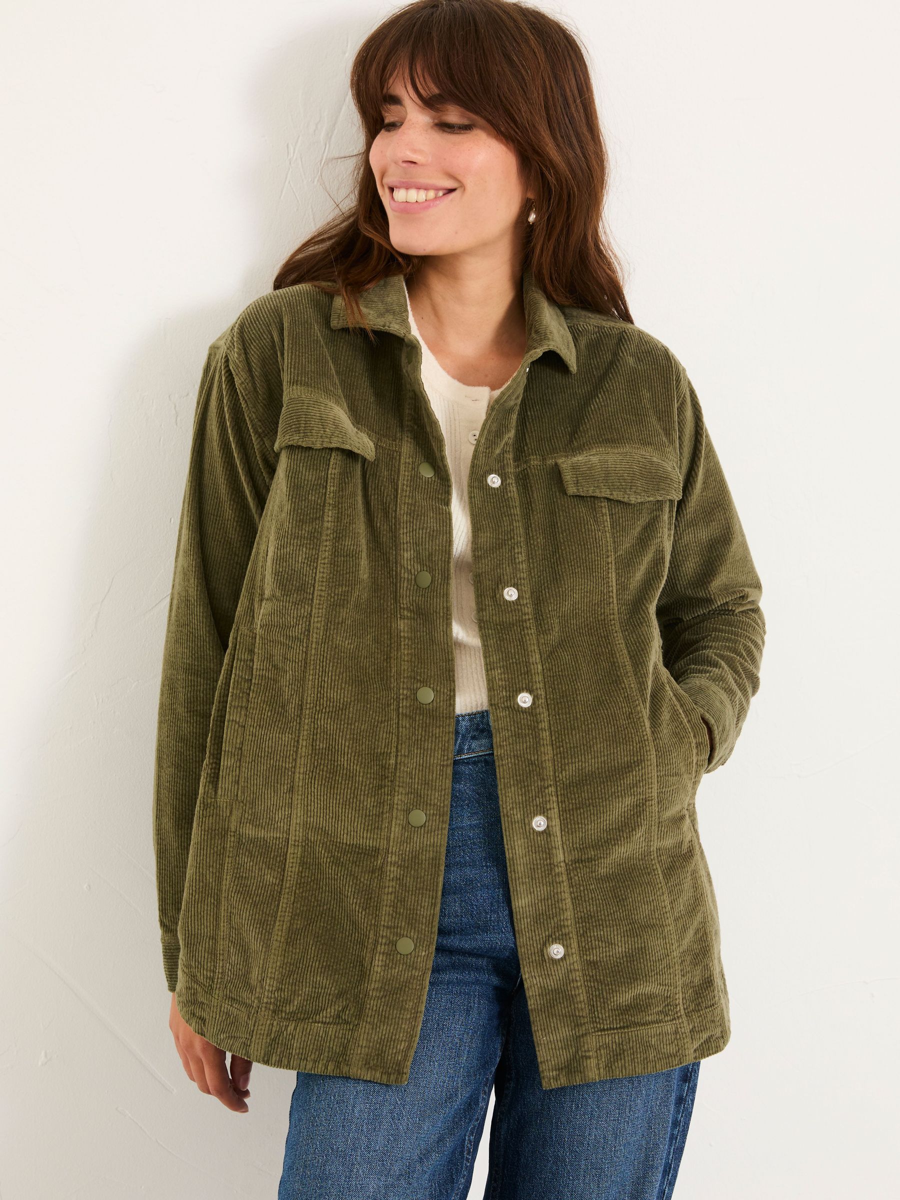 Alva Khaki Green Cord Overshirt (F22795) | £59