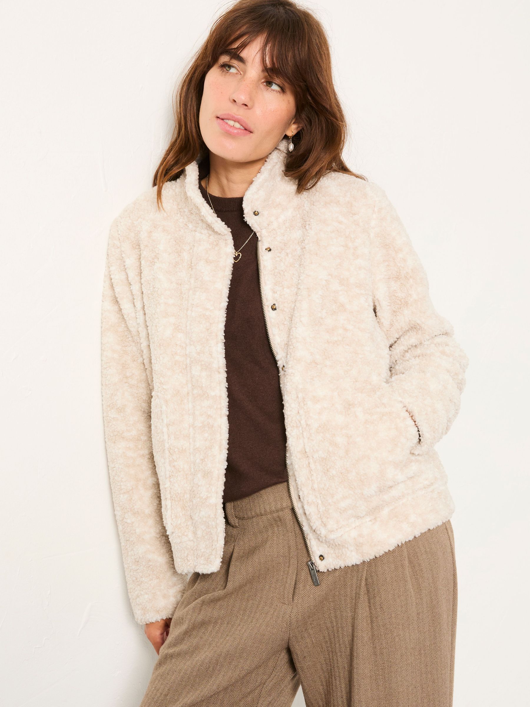 Natural Fleece Bomber Zip Through Jacket (F22968) | £69