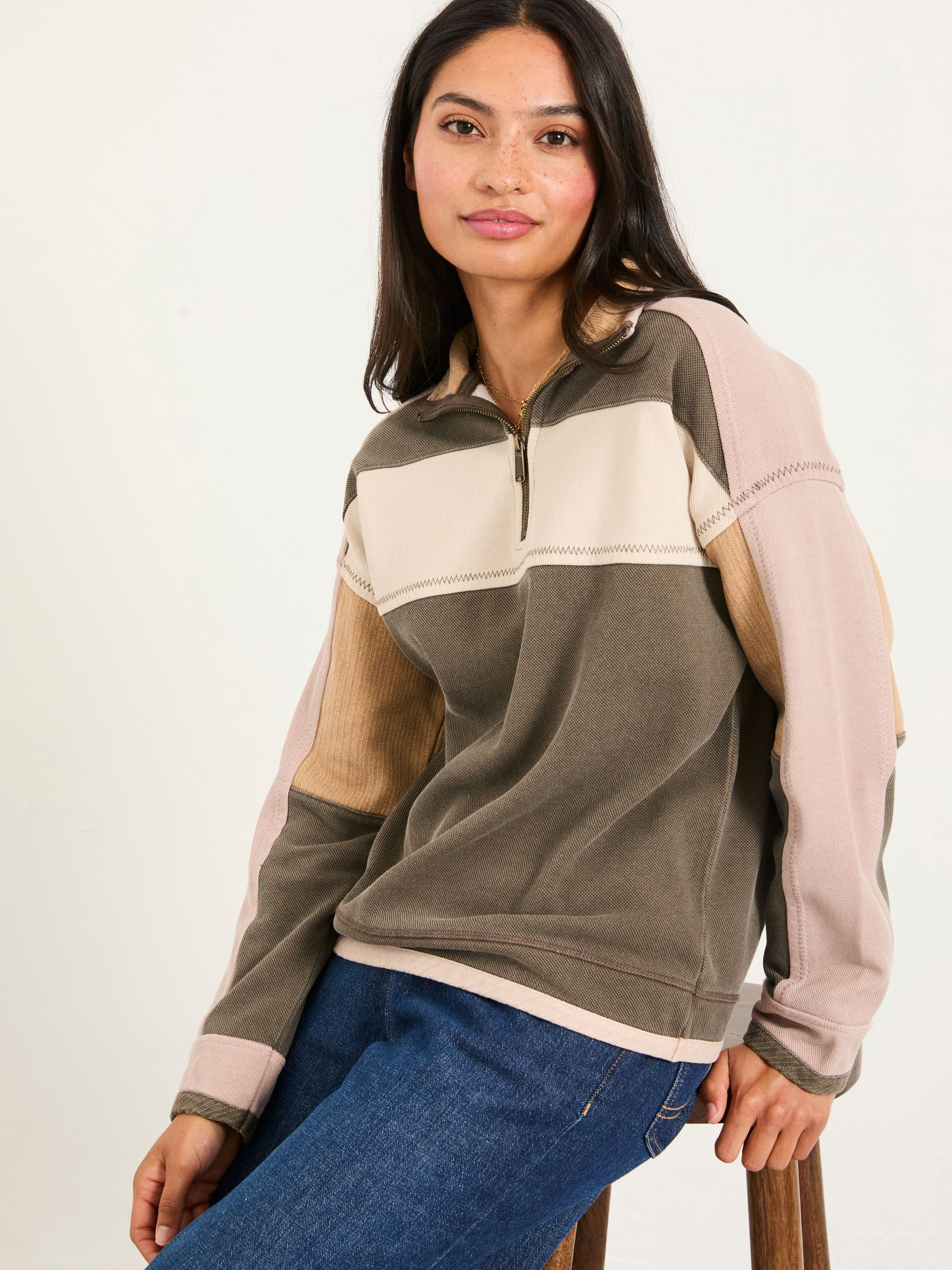 Airlie Brown Relaxed Stripe Half Neck Sweat Top (F22989) | £55
