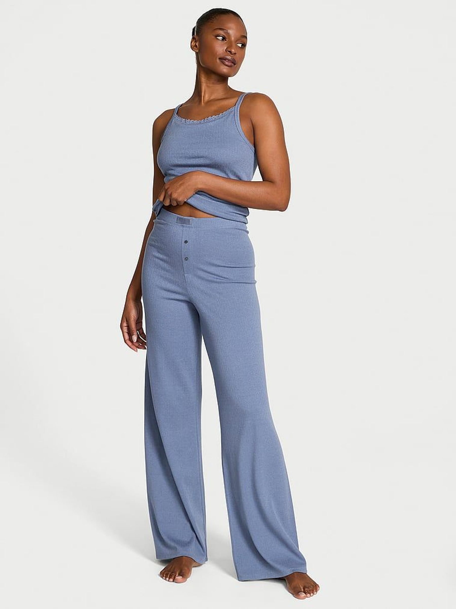 Moonlight Blue Pointelle Modal Pyjama Set (F23645) | £45