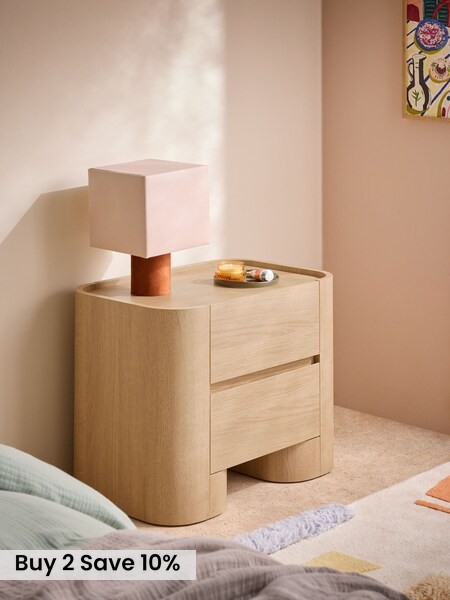 Kain Bedside Table in Light Oak Effect (F24727) | £299