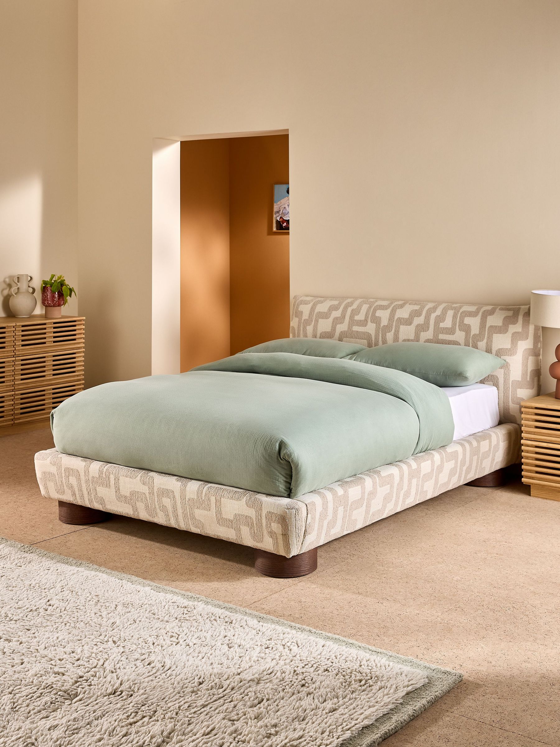 Jude Bed in Clyde Abstract Natural Sand (F24731) | £699 - £749