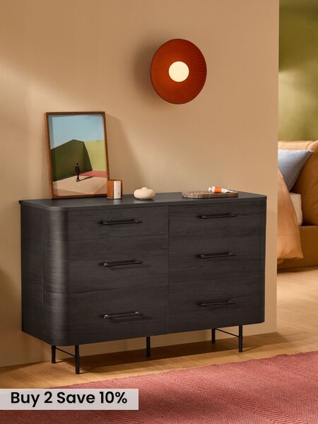 Dark Oak Effect Zeke Wide Chest of Drawer (F24742) | £529