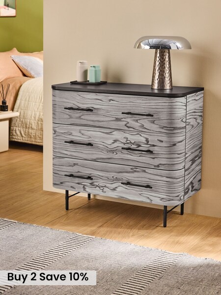 Grey Pine Effect Zeke 3 Drawer Chest of Drawer (F24743) | £399