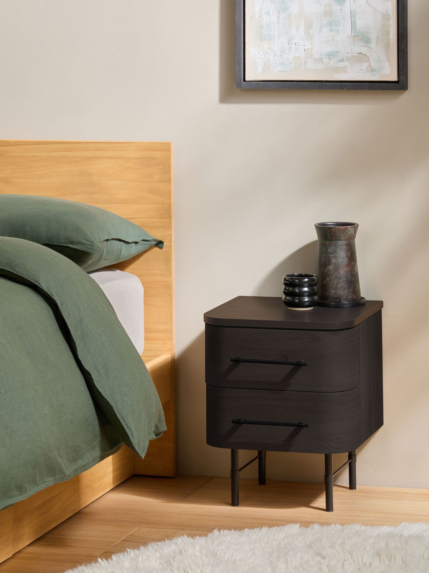 Zeke Bedside Table in Dark Oak Effect (F24748) | £199