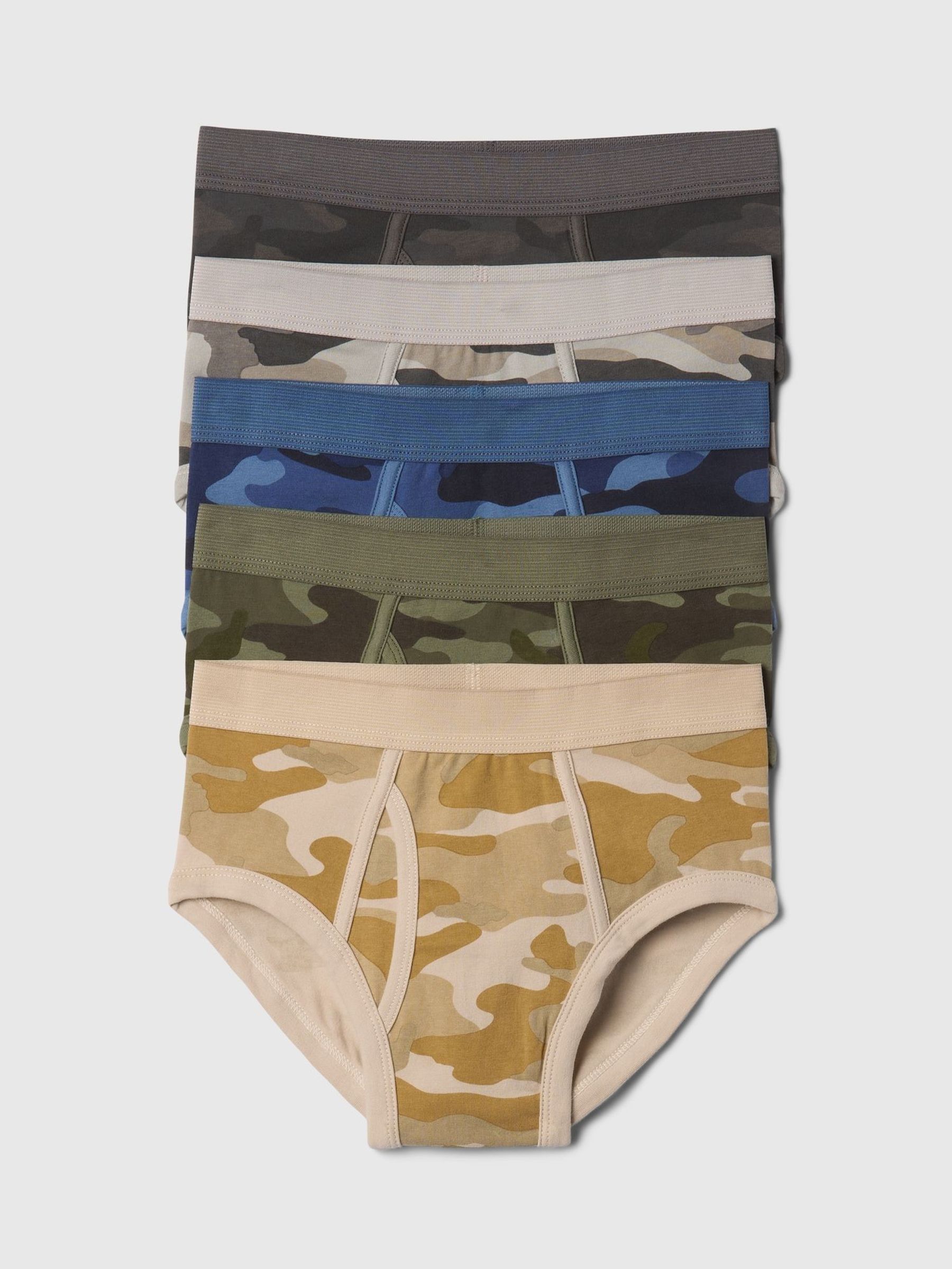 Multi / Black Organic Cotton Camo Briefs 5-Pack (F26508) | £20