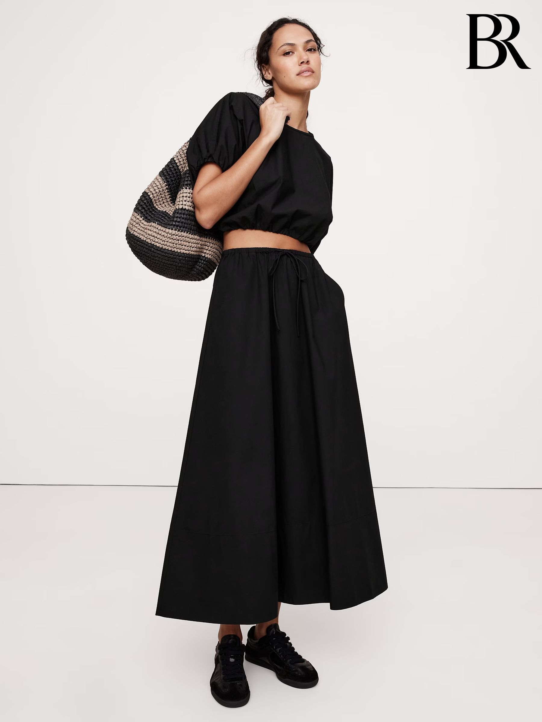 Banana Republic Black Poplin Maxi Skirt (F26533) | £100