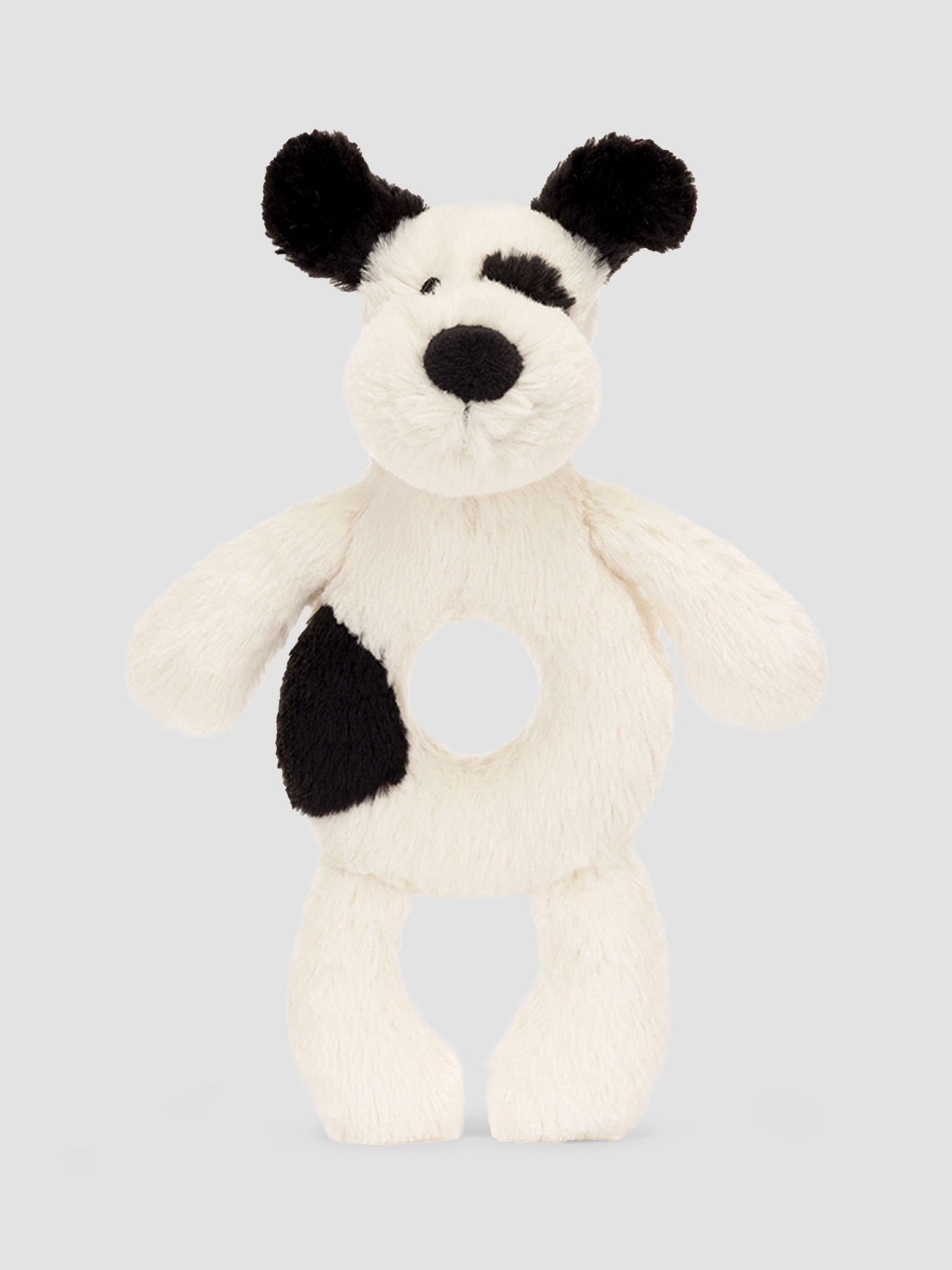 Jellycat Bashful Black & Cream Puppy Ring Rattle (F28070) | £16