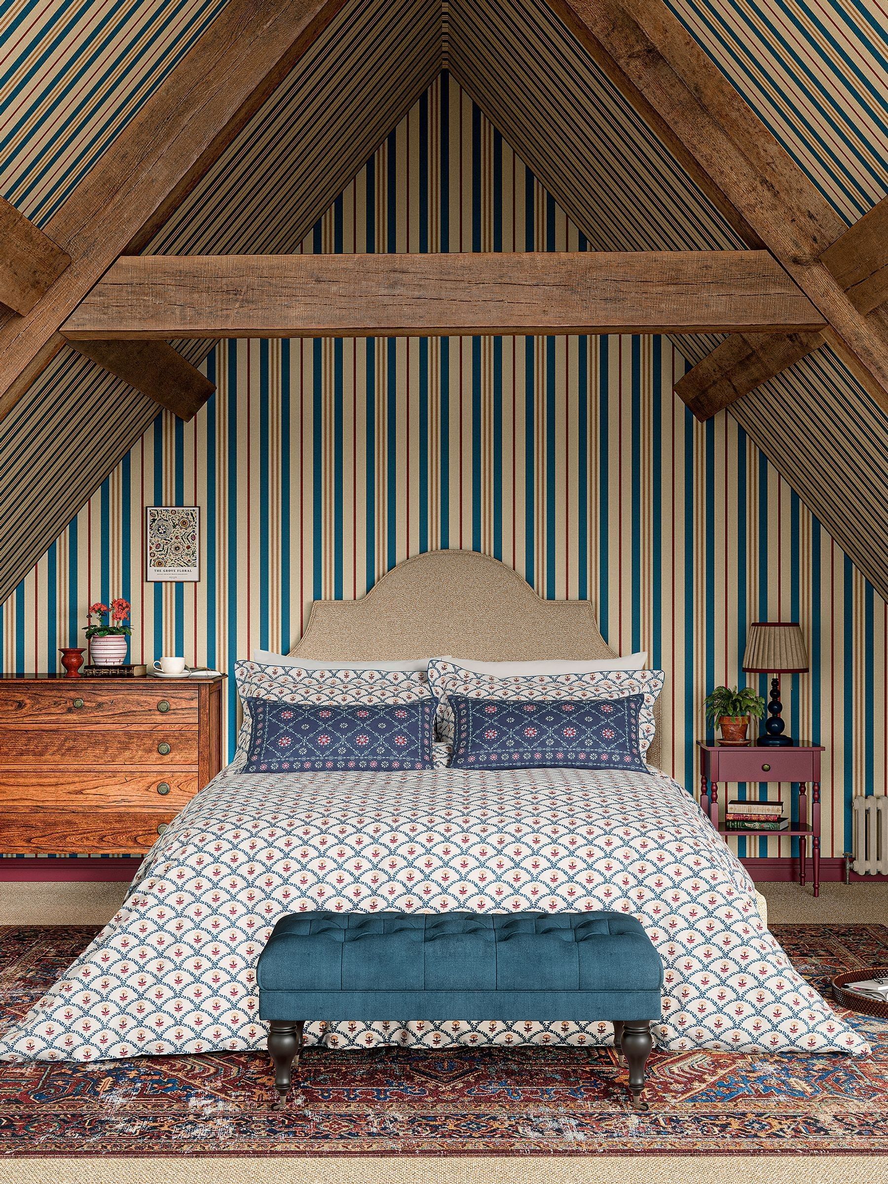 Blue Floral Scallop Duvet Cover 100% Cotton and Pillowcase Set (F28623) | £65 - £105